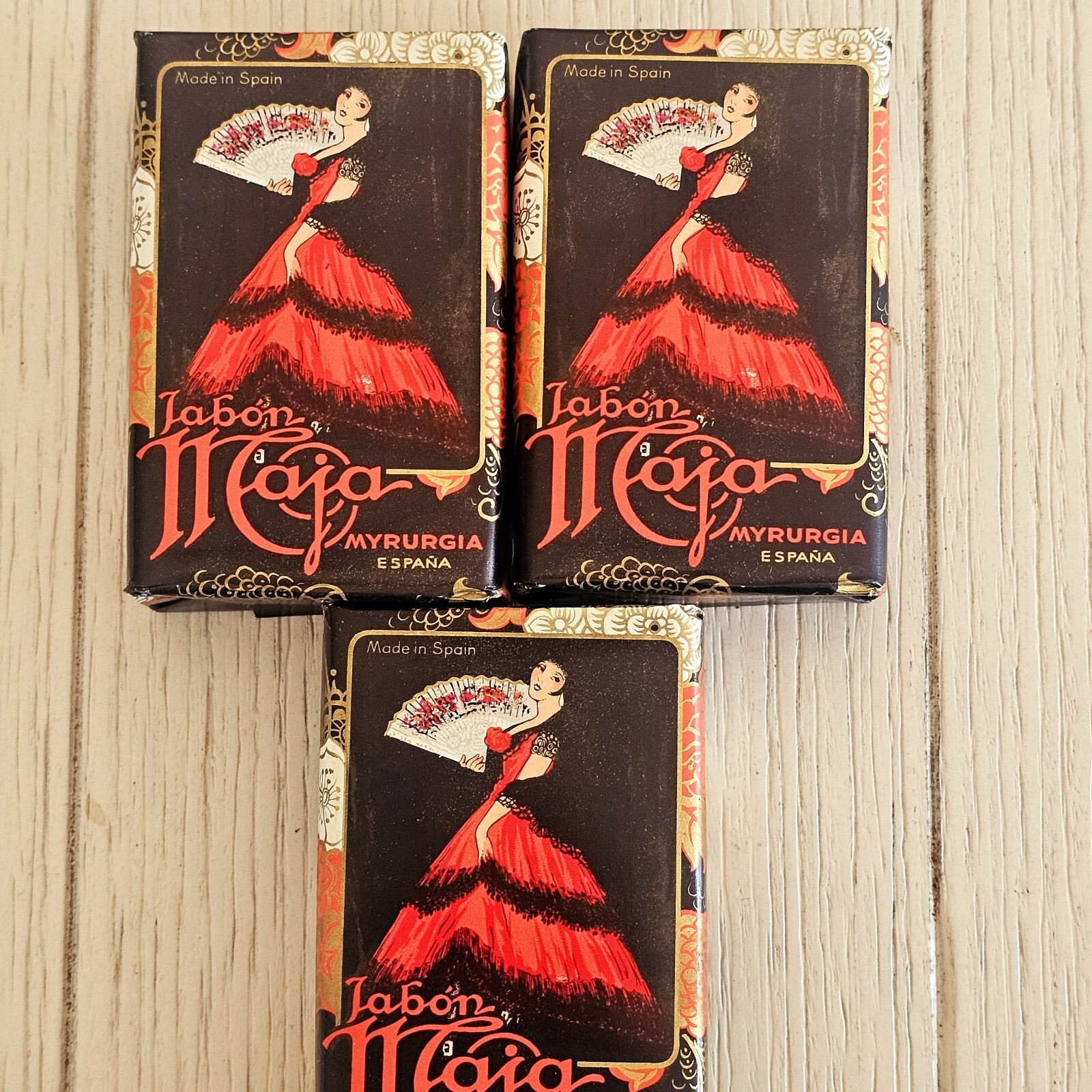 3 Vintage Jabon Maja Myrurgia Made in Spain 3 1/6 oz ea Beauty Soaps NEW