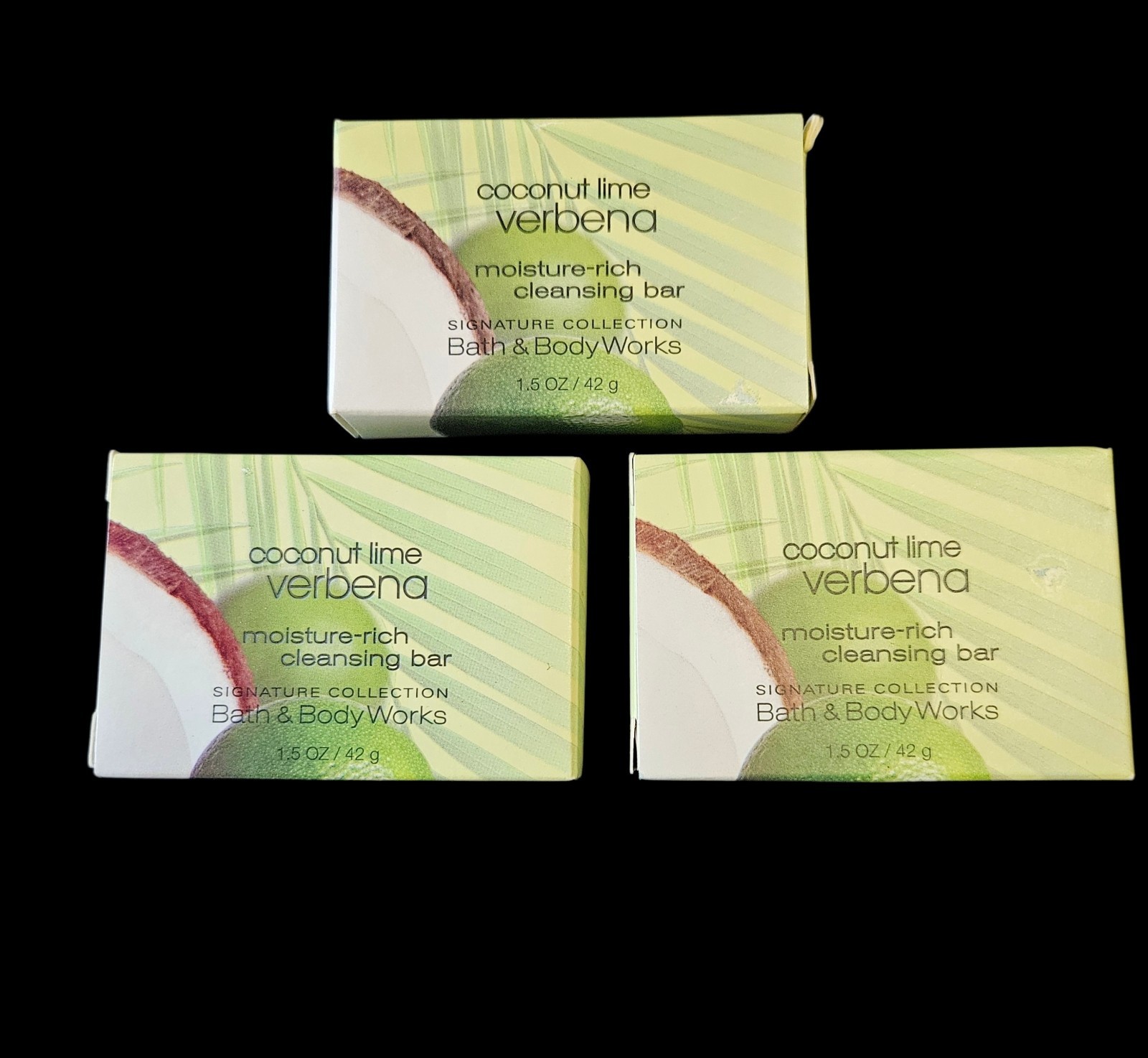 Bath & Body Works Coconut Lime Verbena Cleansing Bar Soap Lot of 3 New 1.5 oz
