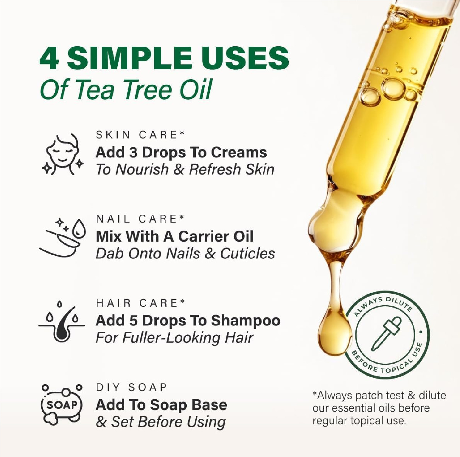 KUKKA Tea Tree Essential Oils – 4 Fl Oz – for Hair, Skin, Diffuser, Aromatherapy