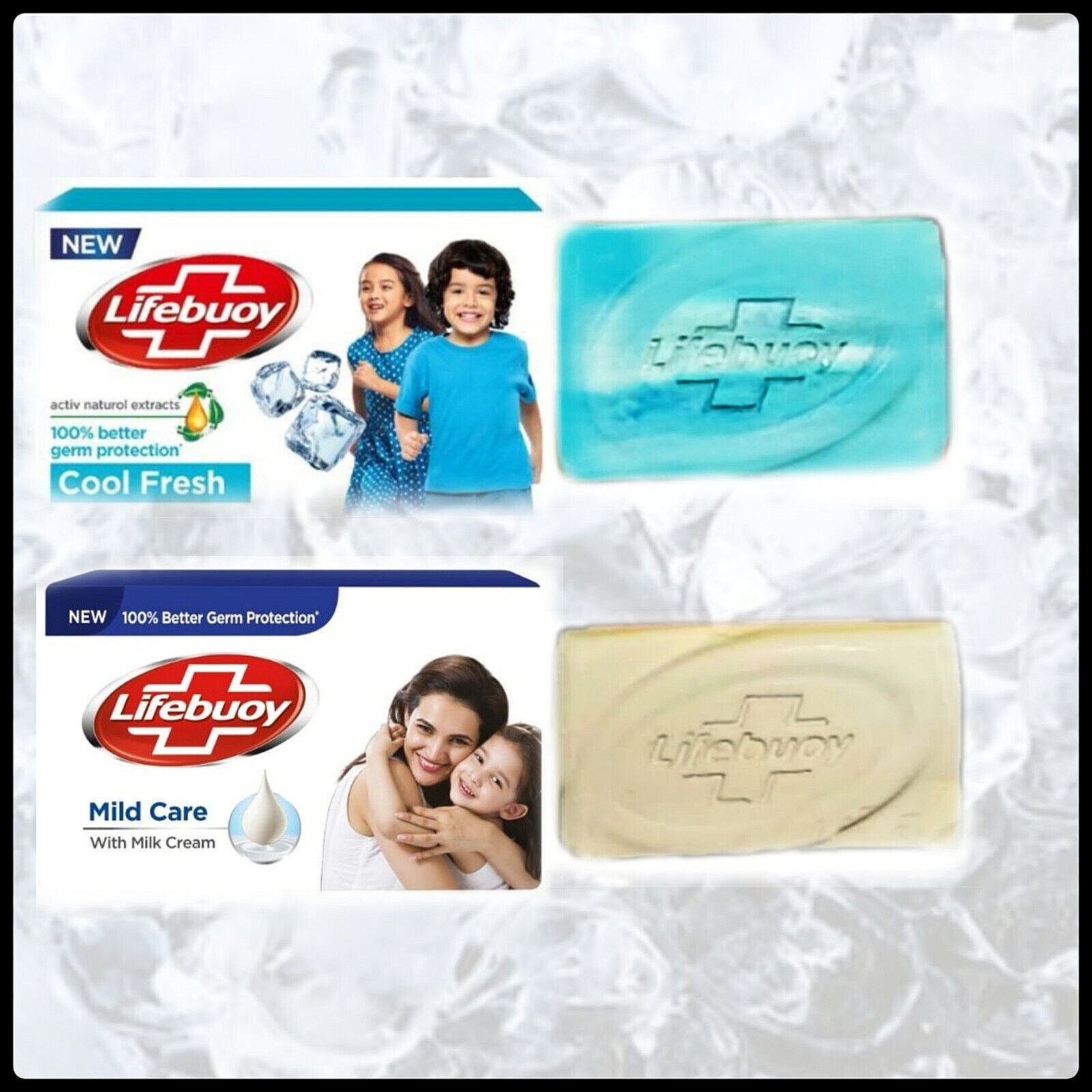 Lifebuoy soap pack of 2 Milk cream , Cool fresh 100g Bathing New germ care free