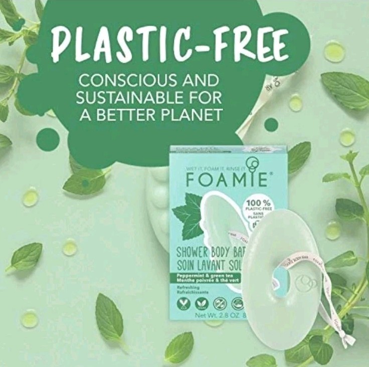 NEW! FOAMIE 🫧 (2.8 Oz) ●PEPPERMINT/GREEN TEA● Shower Body Bar WET FOAM & RINSE.