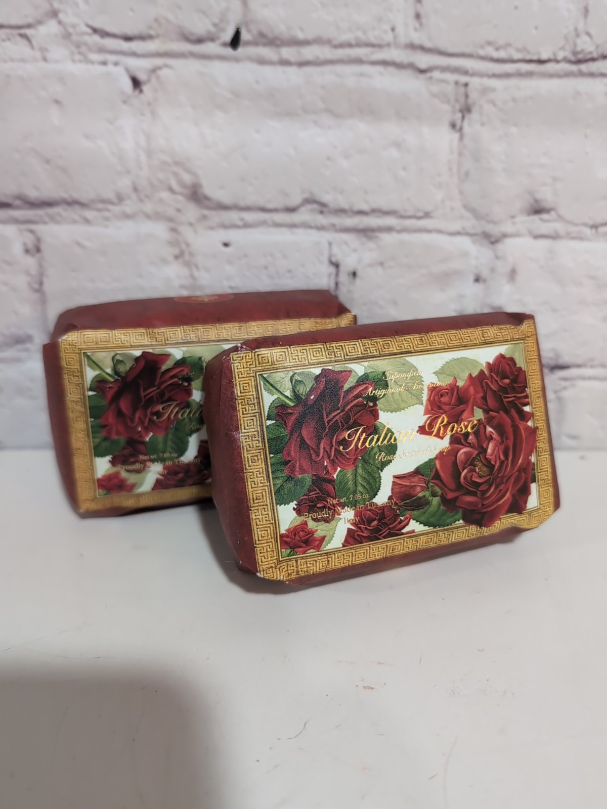 NEW Saponificio Artigianale Fiorentino Italian Rose 7.5 Oz. Soap Set Of 2 Soap