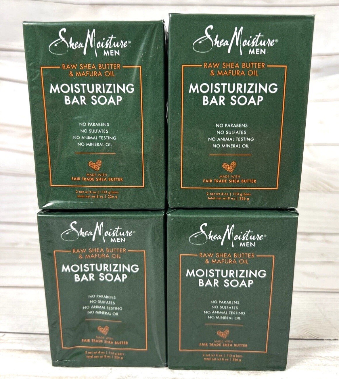 (4) Men Moisturizing Bar Soap Raw Shea Butter & Mafura Oil, 2 Bars, 4 oz (113 g)