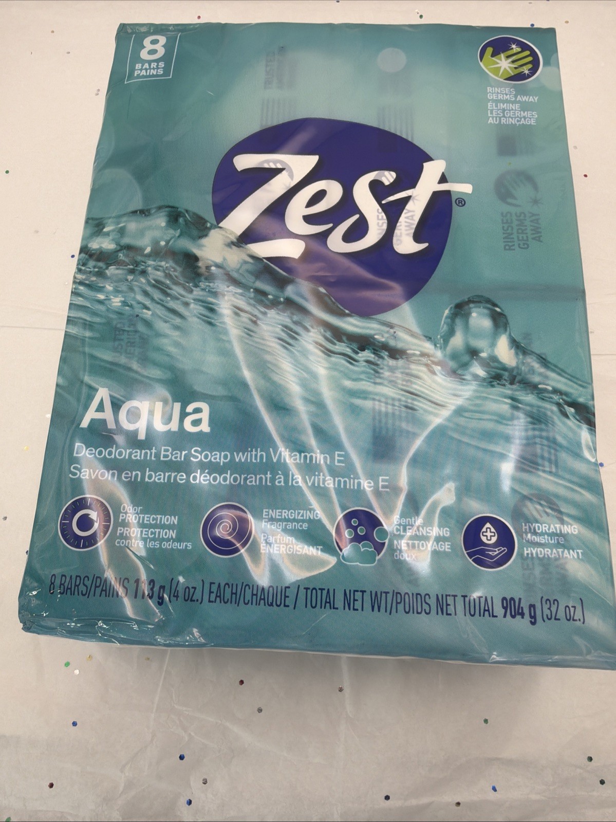 Zest 8 Pack Bath Soap Bars Aqua Fresh Deodorant Bar Soap New Sealed Bulk Lot