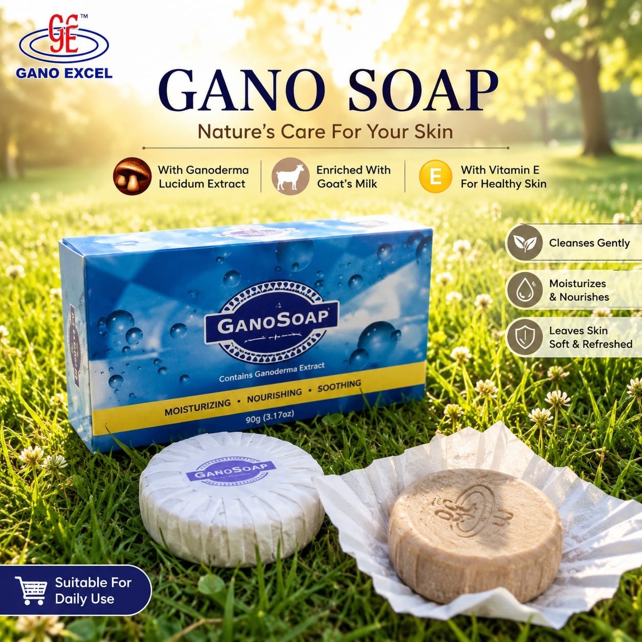 3 Boxes Gano Soap Excel Original Ganoderma & Goat Milk Enriched- 2 Soaps per Box