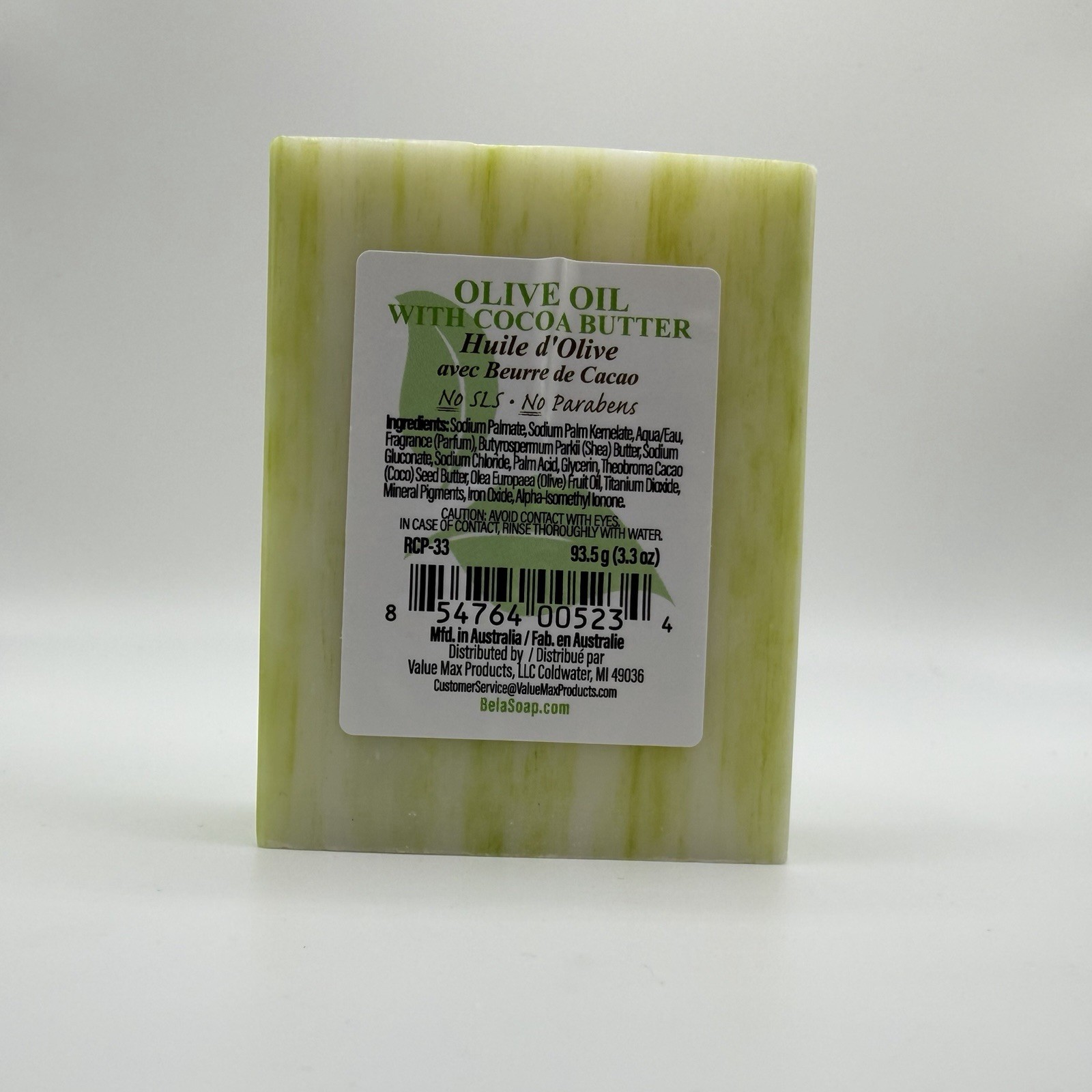 Bela Olive Oil & Cocoa Butter Pure Full Natural Moisturizing Soap Bar 3.4oz New