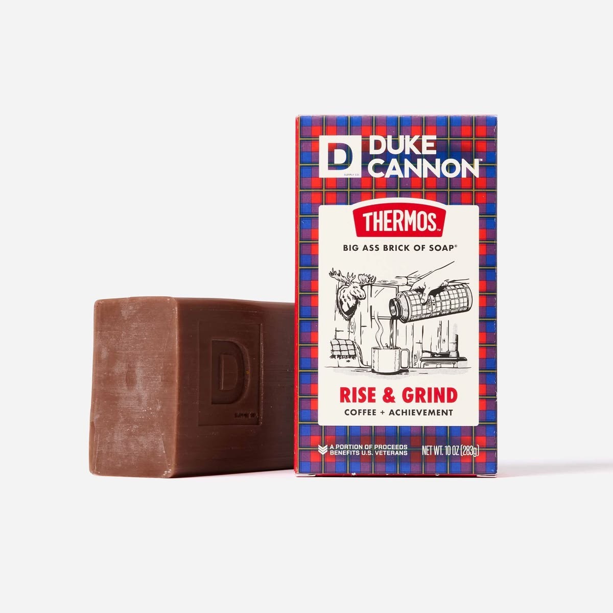 Duke Cannon Thermos™ Big Ass Brick Soap Rise+Grind Coffee Achieve Benefits Vets