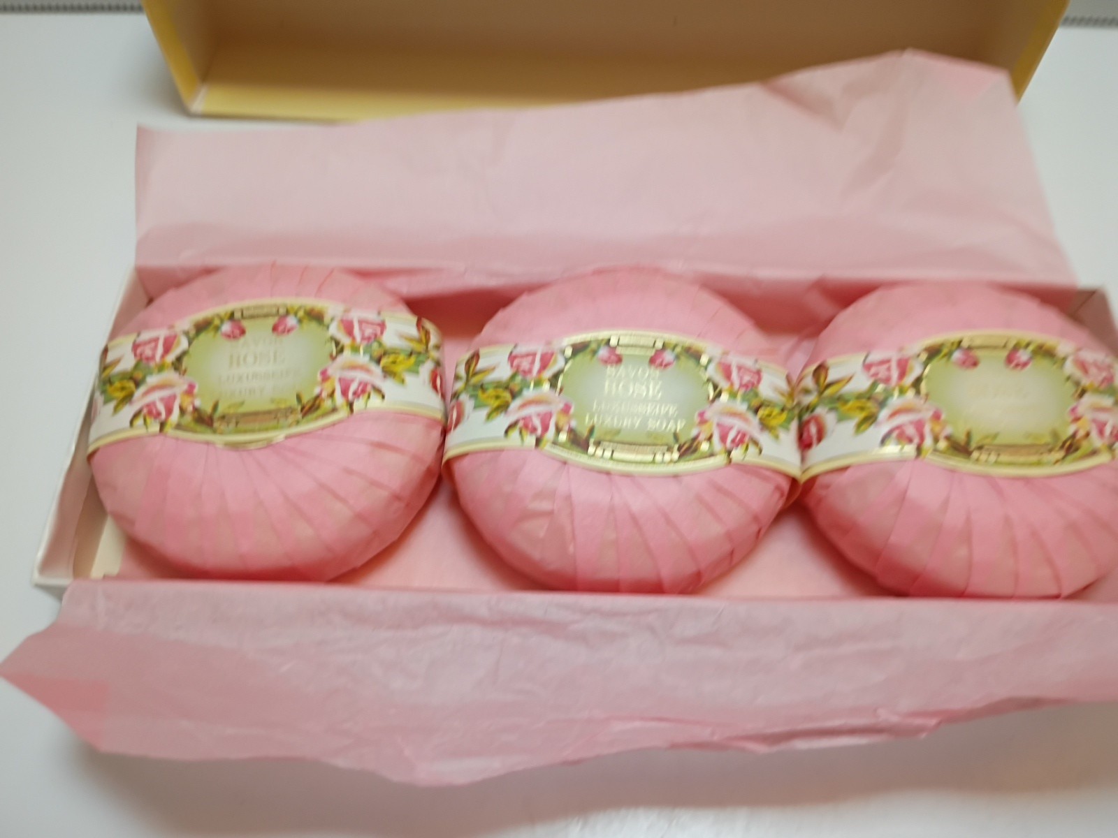 vintage 1920 savon rose luxusseife luxury soap 3 bars