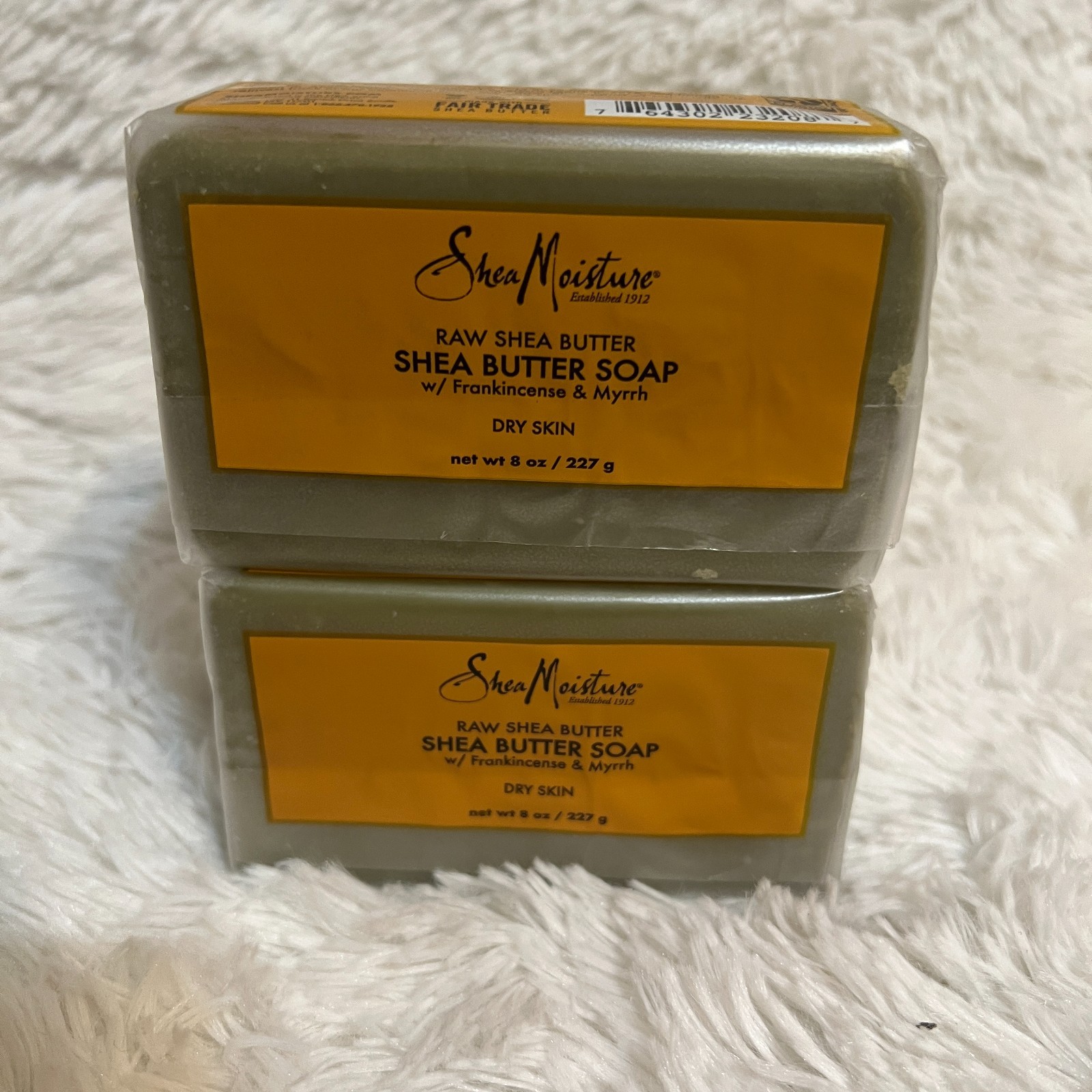 SHEA MOISTURE RAW SHEA BUTTER SOAP W/ FRANKINCENSE & MYRRH BAR SOAP 8 OZ (2)