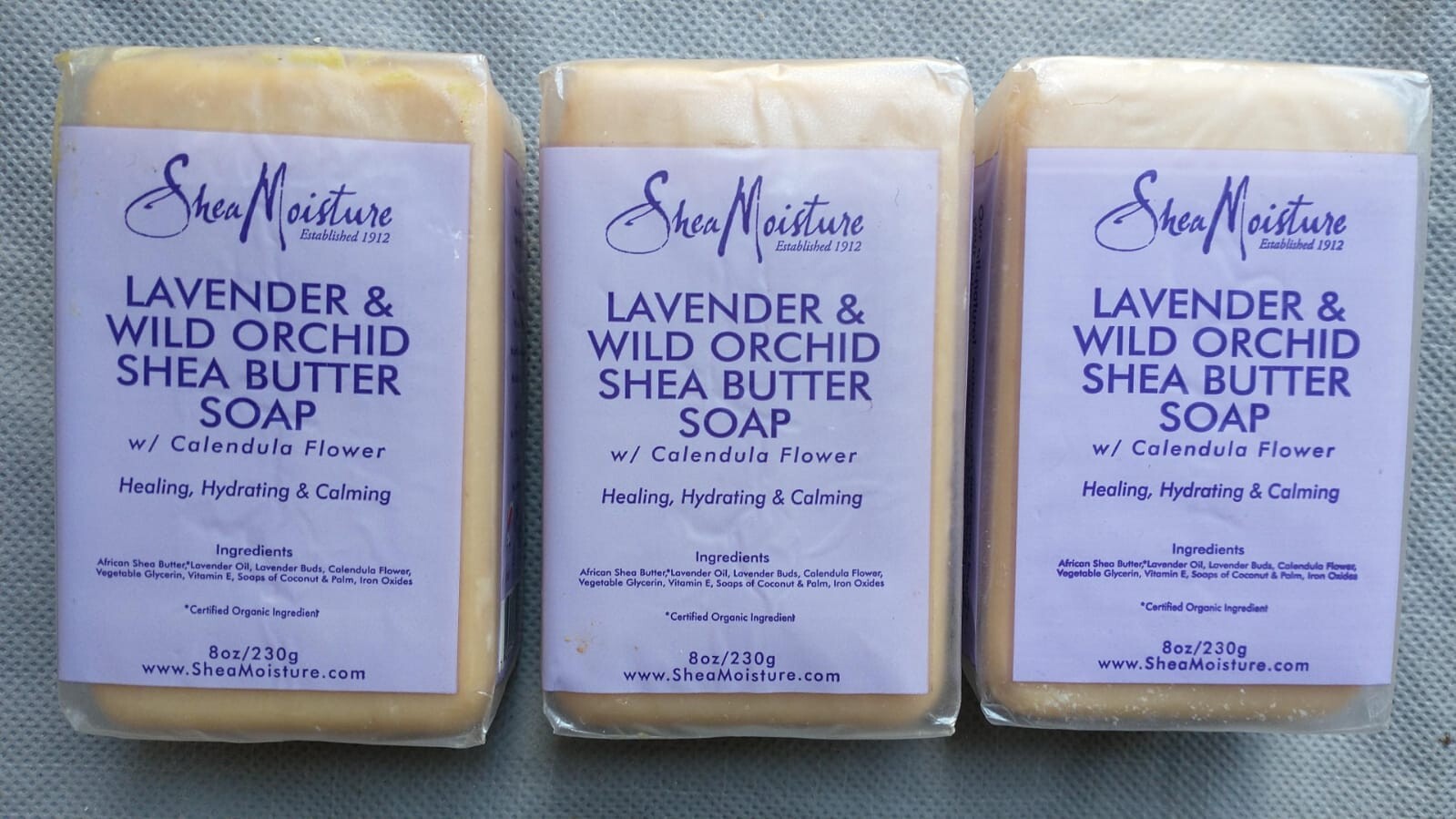 Pack 3 Shea Moisture Lavender & Wild Orchid Shea Butter Soap Bar 8 oz New