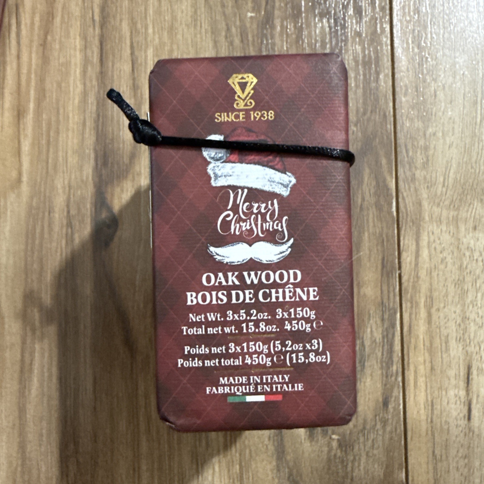 ZENI FINE TRIPLE MILLED SOAP BAR (3 BARS )5.3OZ EACH ITALY- Oak Wood X’mas Wrap