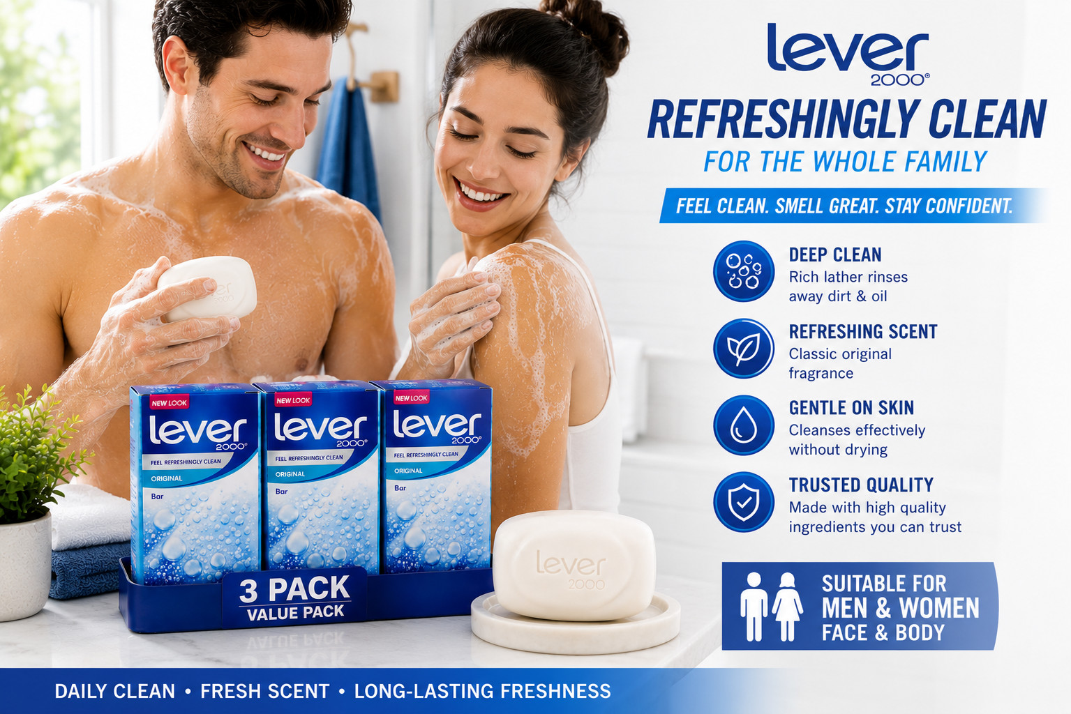Lever 2000 Original Refreshing Bar Soap, 3.75 OZ 8 Count