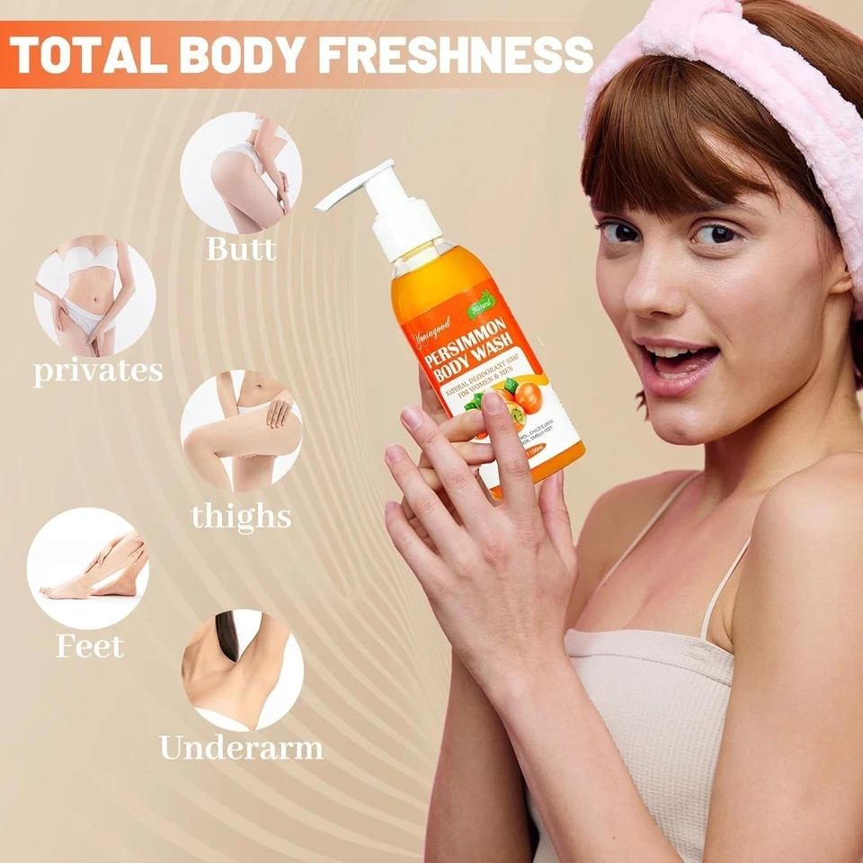 2 PCS Persimmon Body Wash for Strong Odor Control, Natural Persimmon Soap Bar