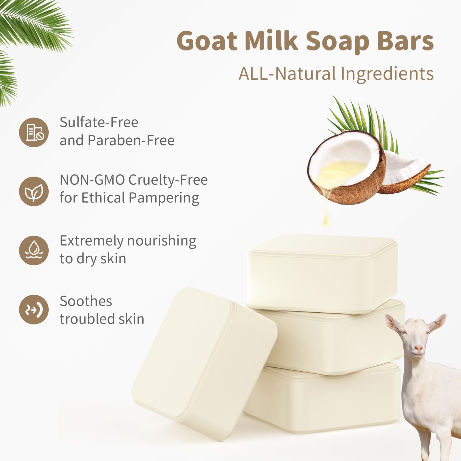 Goats Milk Bar Soap, Natural &Body Bath Moisturizing Soap Bar, Gentle on Sens…