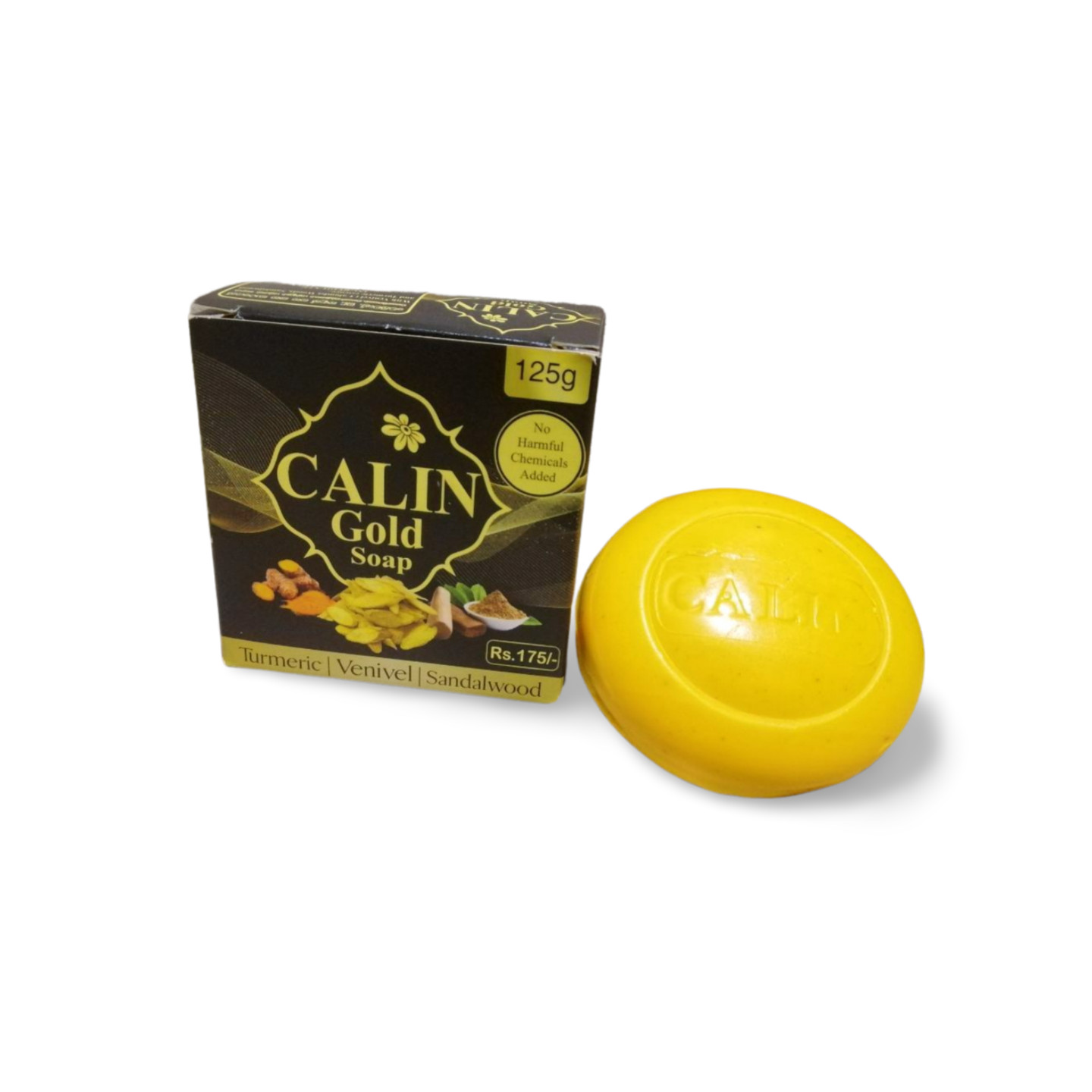 CALIN Gold Beauty Soap with Pure Natural Ceylon Turmeric Venivel Sandalwood 125g