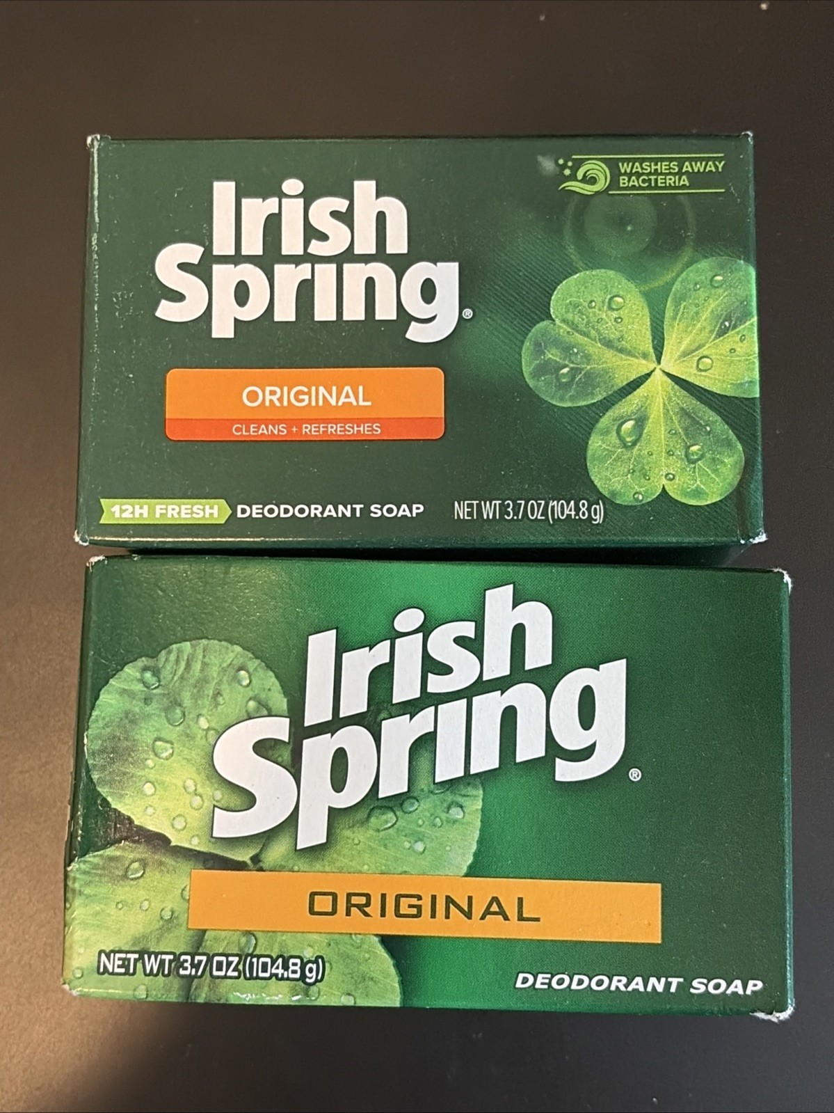 Lot Of 2 Original Irish Spring Deodorant Soap 3.7oz Bars No Flaxseed Oil, Sealed