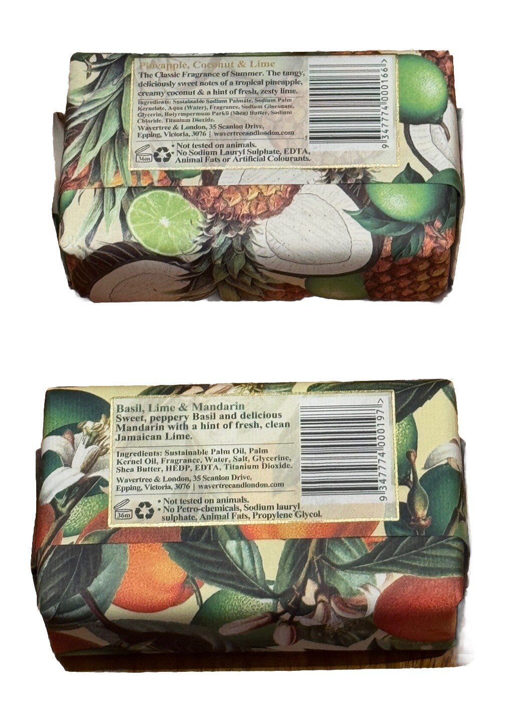 Wavertree & London Australia Ultimate Soap Bundle 1X Basil 1X Pineapple