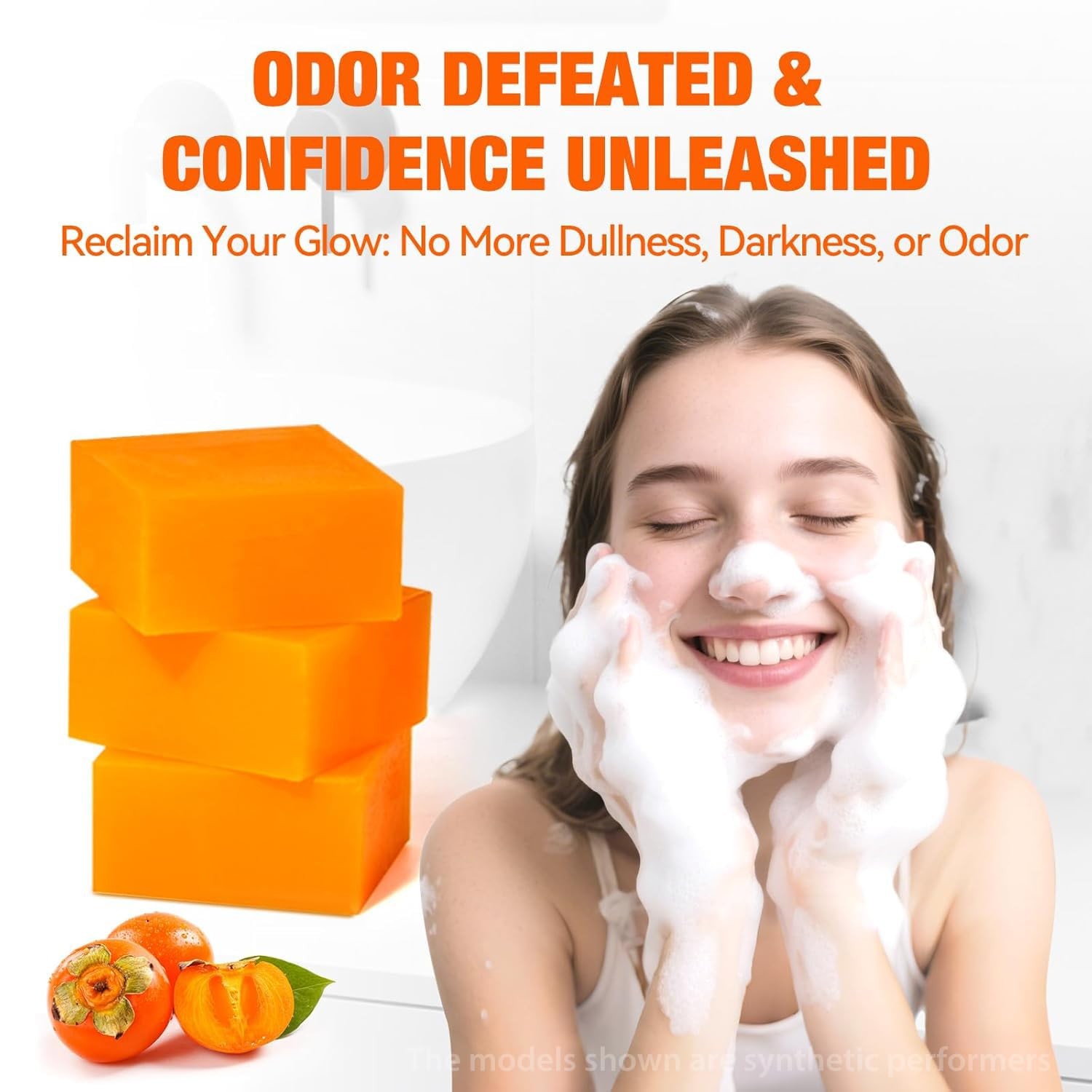 3 PCS Persimmon Soap Bar for Body Odor Control – Deodorizing & Eliminating Bo…