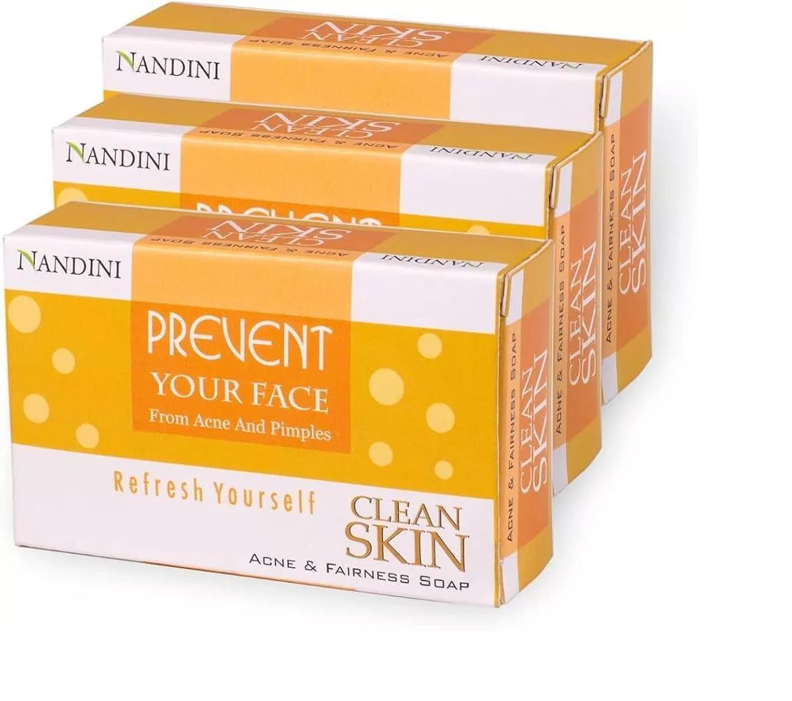 Nandini Clean Skin Acne and Fairness bathing Soap, (Pack of 3) (3 x 75 g)