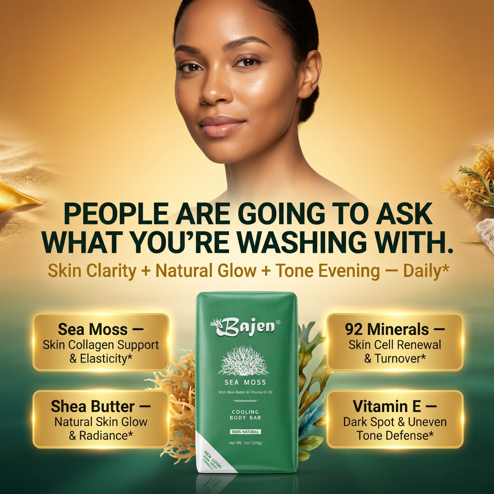 SEA MOSS COOLING SOAP BAR – Skin Softening Emollient Moisture Cell Health 7oz