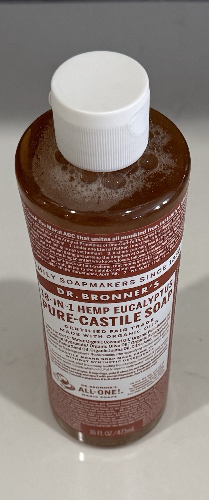 Dr Bronner’s 18-In-1 Hemp Eucalyptus Pure-Castile Soap 16fl oz 473ml