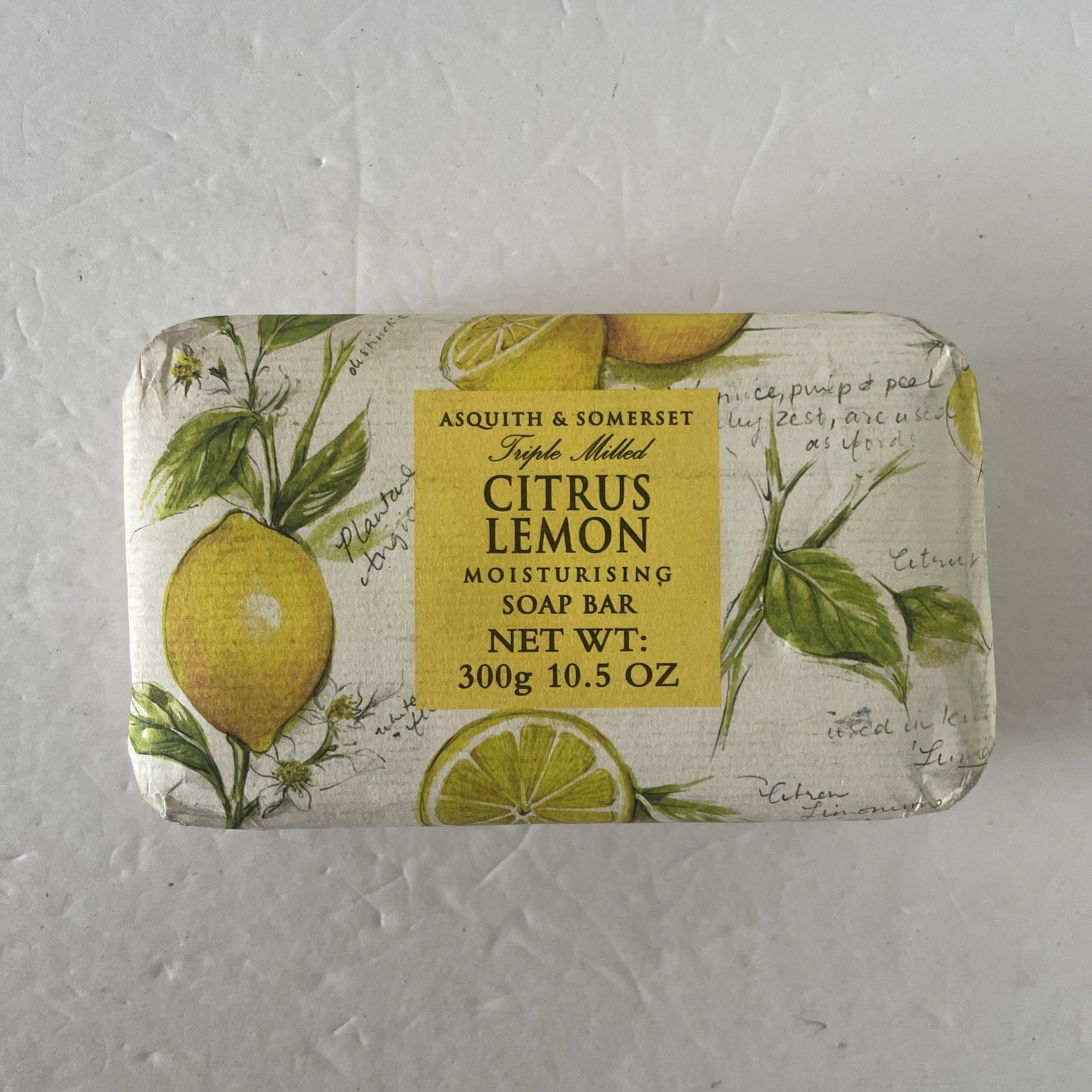 Asquith & Somerset Triple Milled Citrus Lemon Moisturizing Soap Bar 10.5 oz NEW
