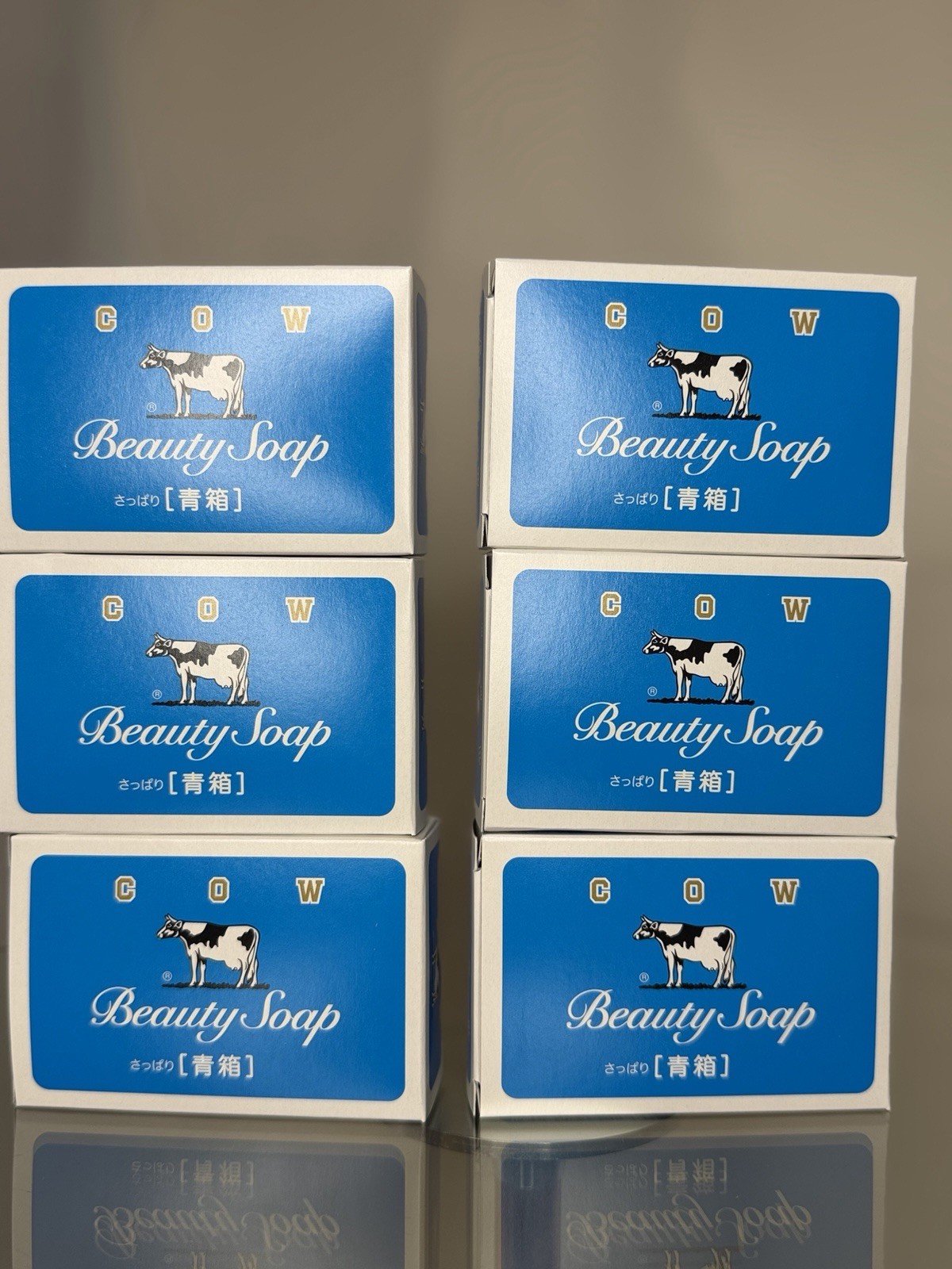 Cow Beauty Soap Blue Box – 6 Bars Set – Made in Japan – Mild Floral Scent