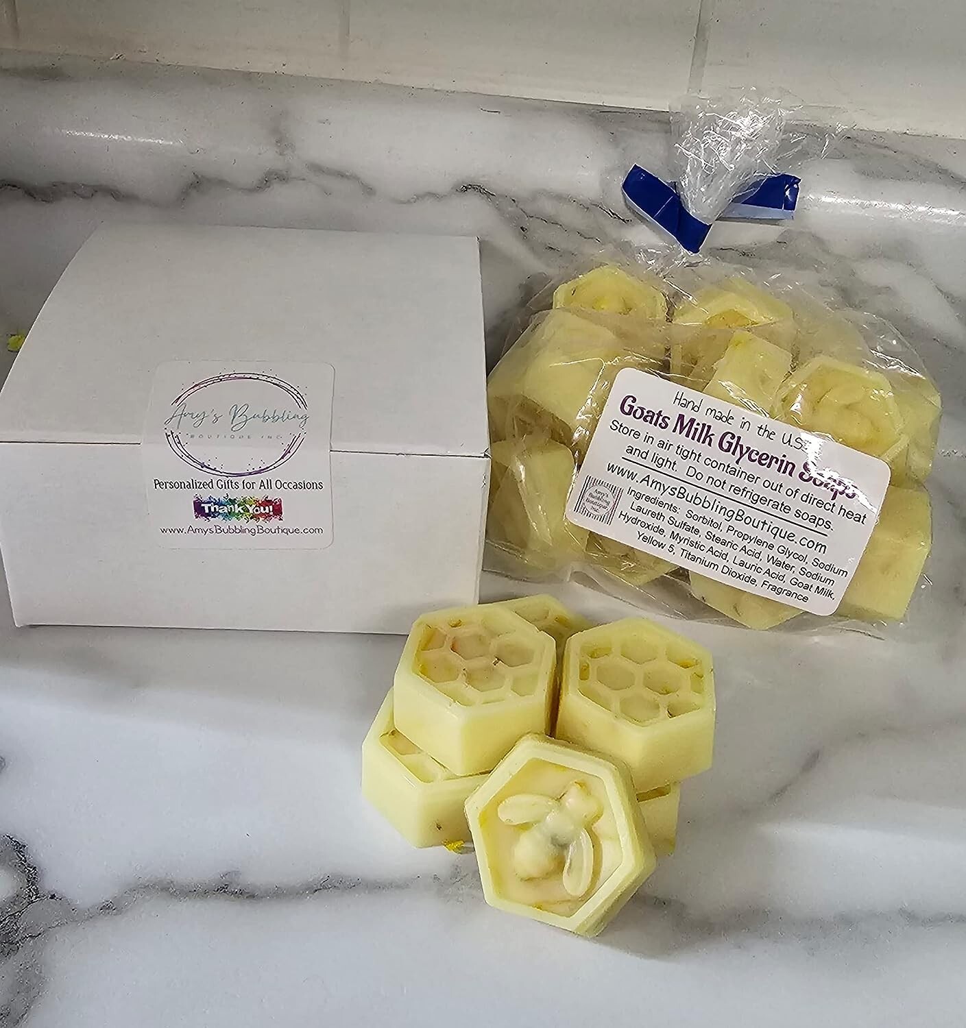 Honeycomb Honey Bee Baby Shower Favors Goats Milk & Honey Scent Box of 20