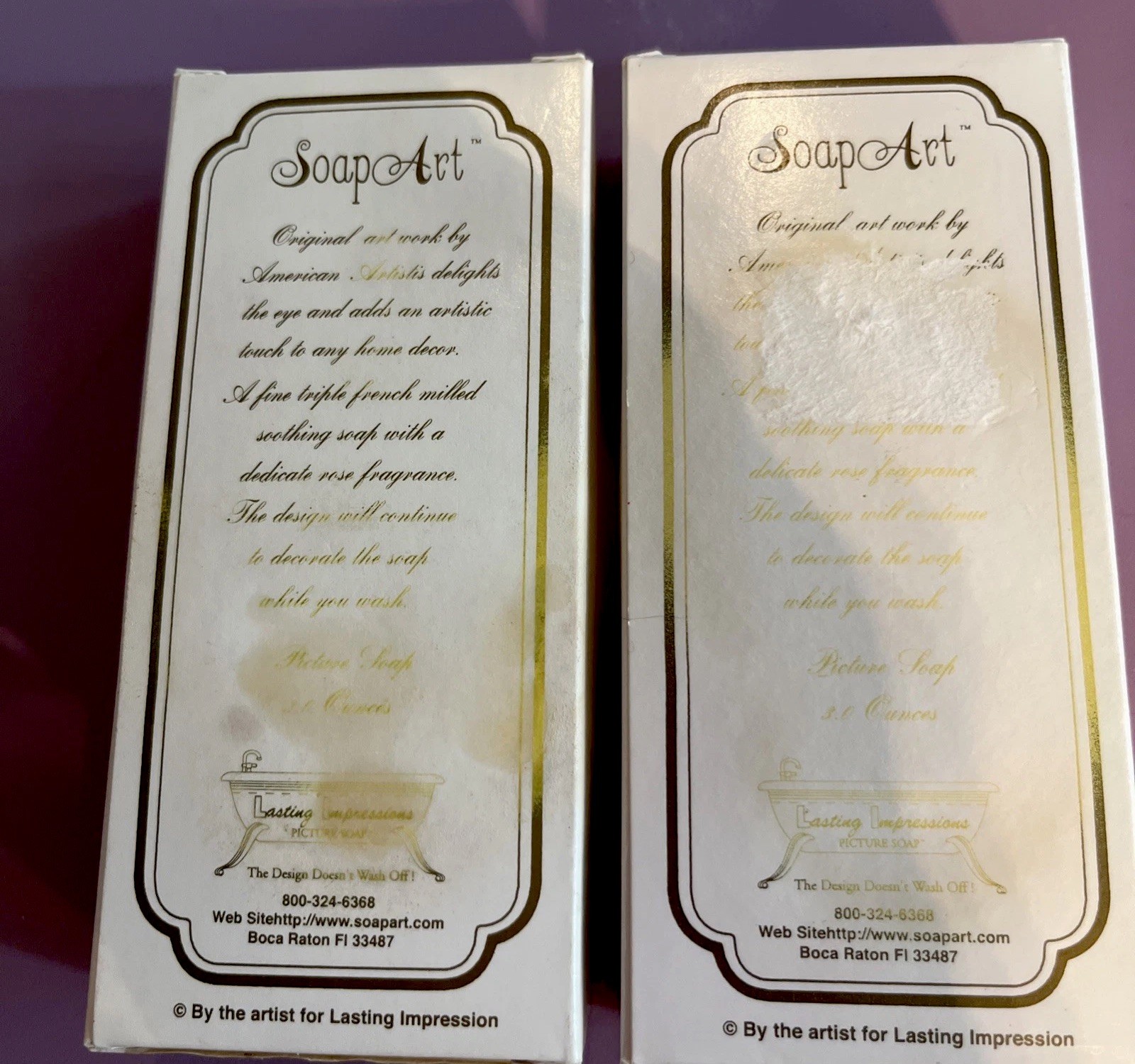 Two Vintage Soap Art Bars Featuring (1) Snowman & Angel Bear, (2) White Kitten