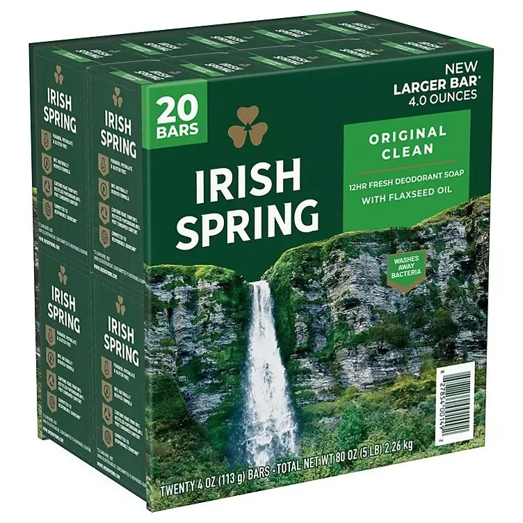 (20PK) Irish spring deodorant Bar soap – original scent 4oz x 20 CT-NIB