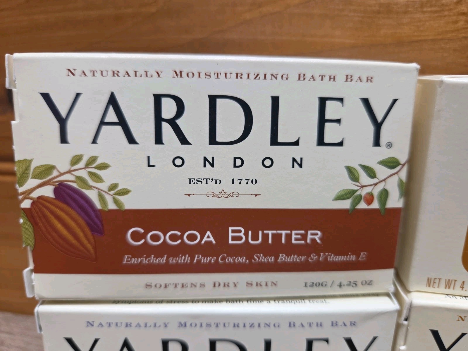 New Lot of 4 Yardley London Bar Soap Cocoa Butter, Lavender Oatmeal & Almond