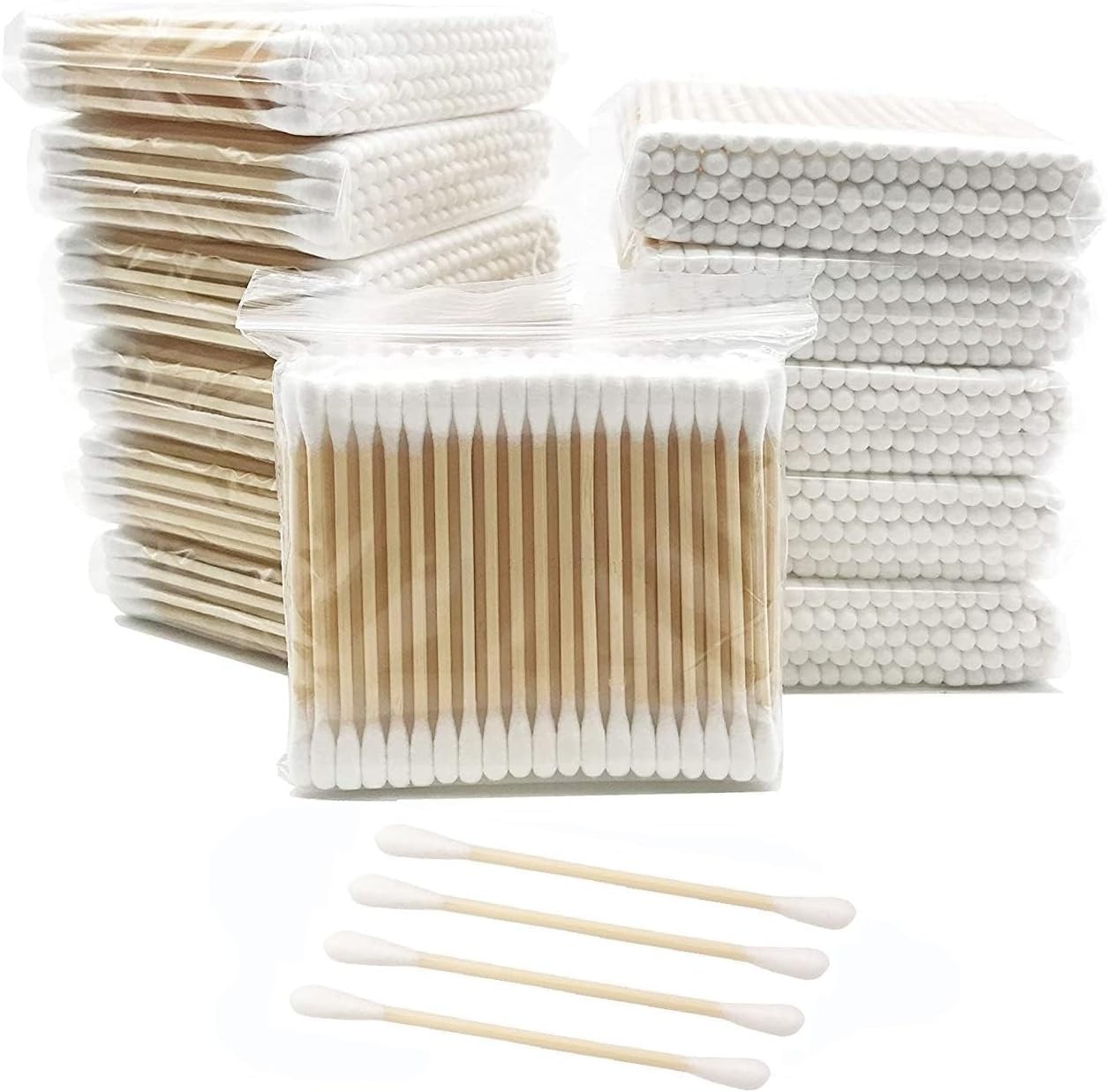 Sustainable 1200 Biodegradable Swabs with Strong Wooden Sticks & Cotton Tips