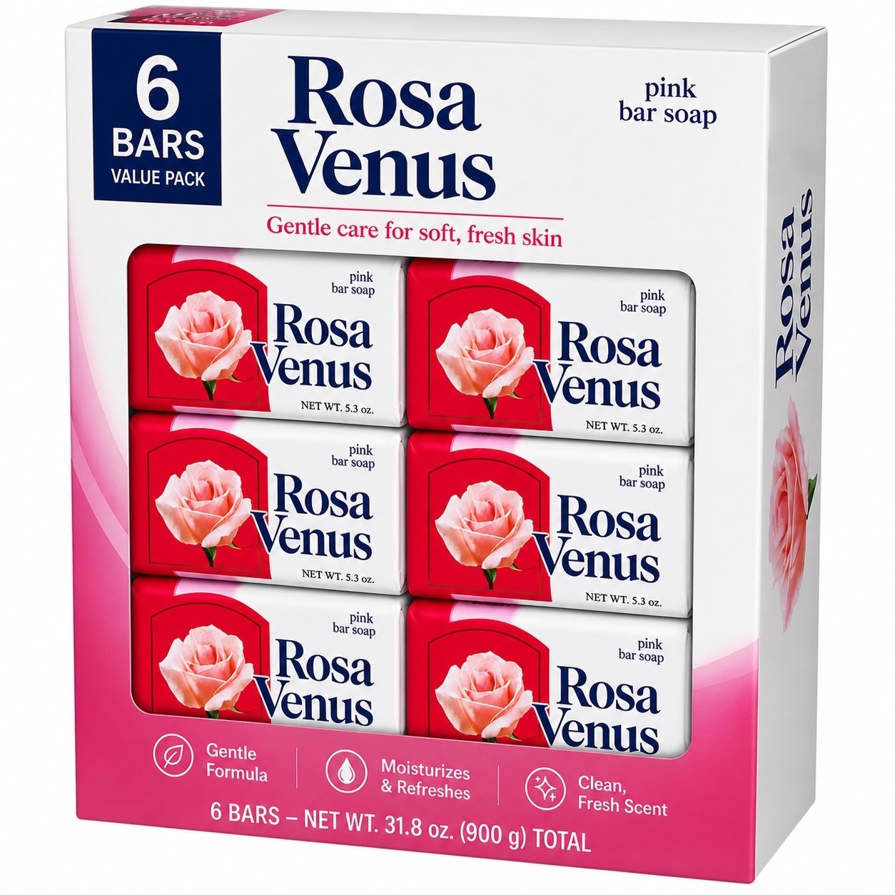 Rosa Venus Pink Soap- 3.5oz 6-piece pack
