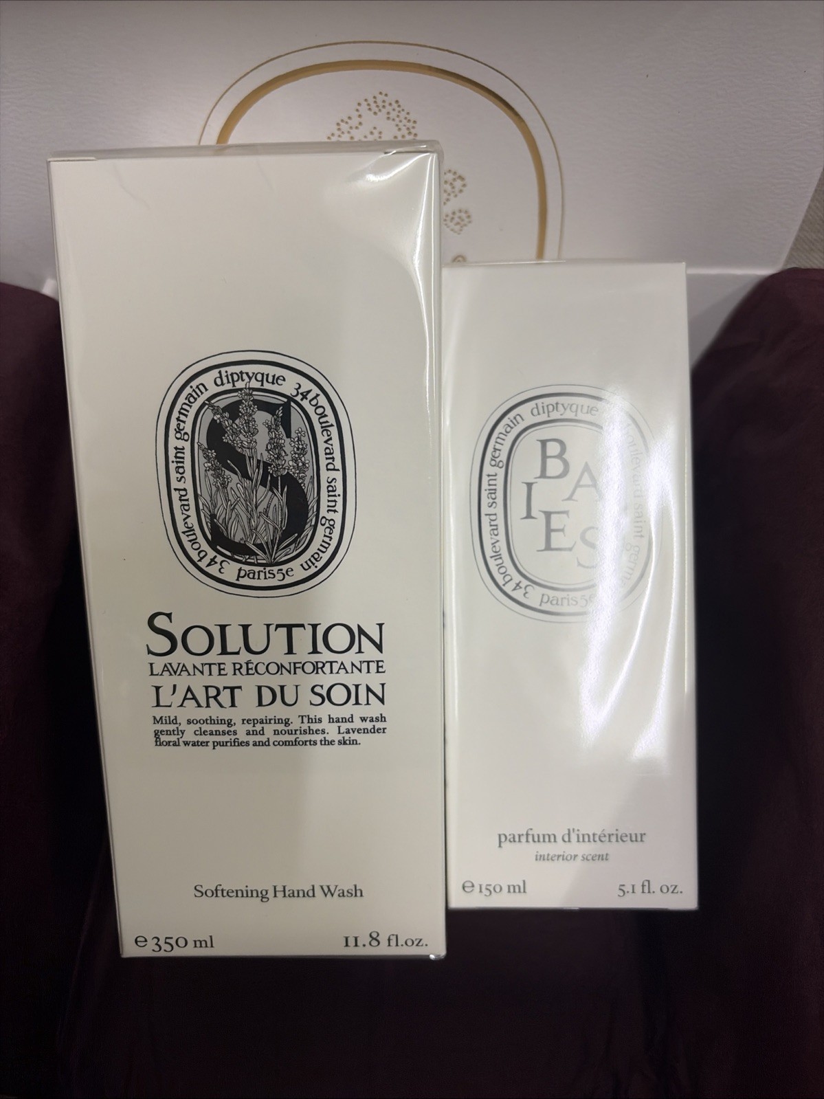 Authentic Diptyque Gift Pack Softening Handwash And Baies Interior Scent. New