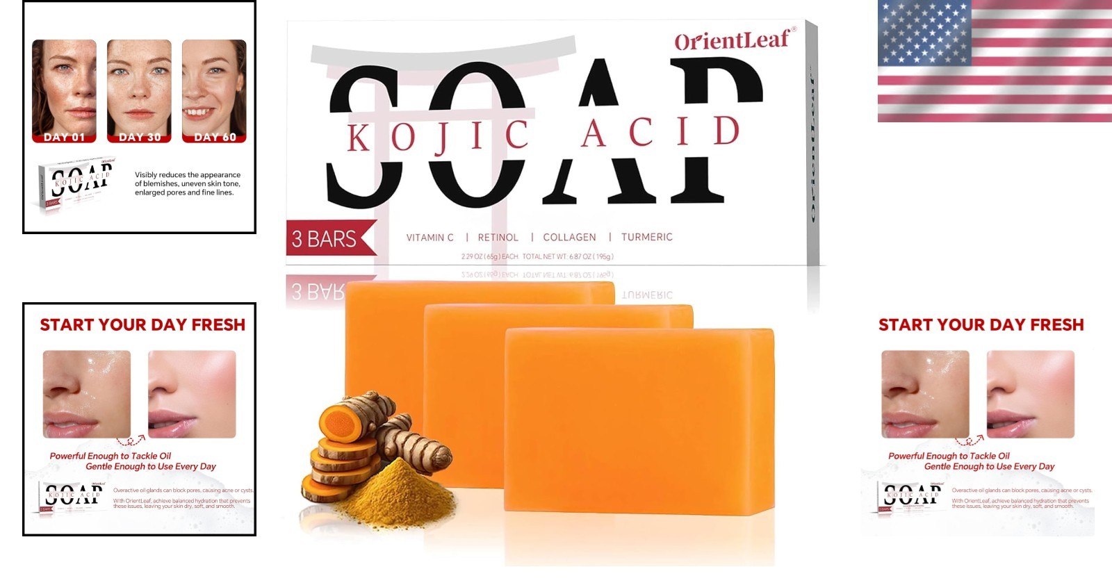 Hydrating Kojic Acid Soap Trio with Fresh Citrus & Shea Butter – Travel Size