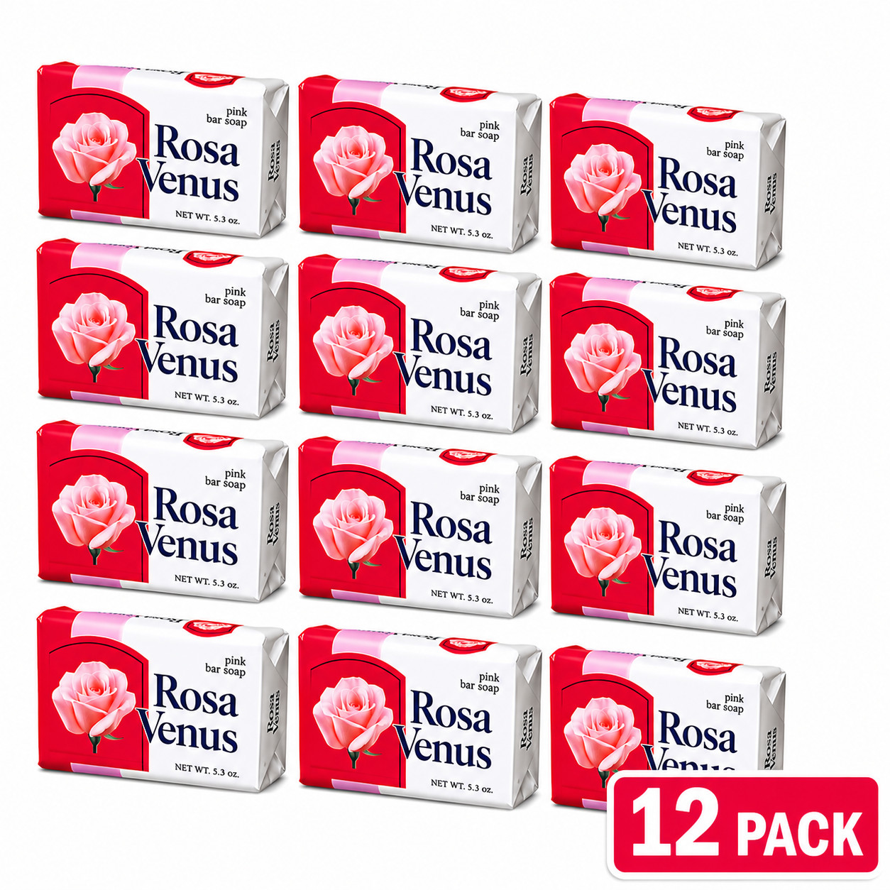 Rosa Venus Pink Bar Soap 5.3 oz 12 Pack Moisturizing Bath Body Soap