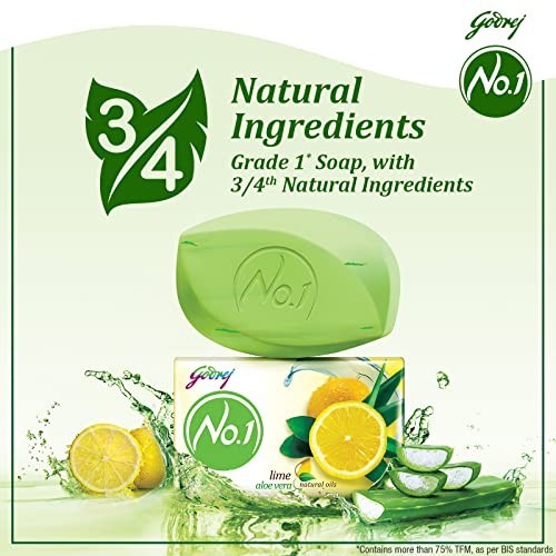 Godrej No.1 Lime Aloe Vera Soap 150g Long Fragrance Grade 1 Bath Bar Pack 4 FS