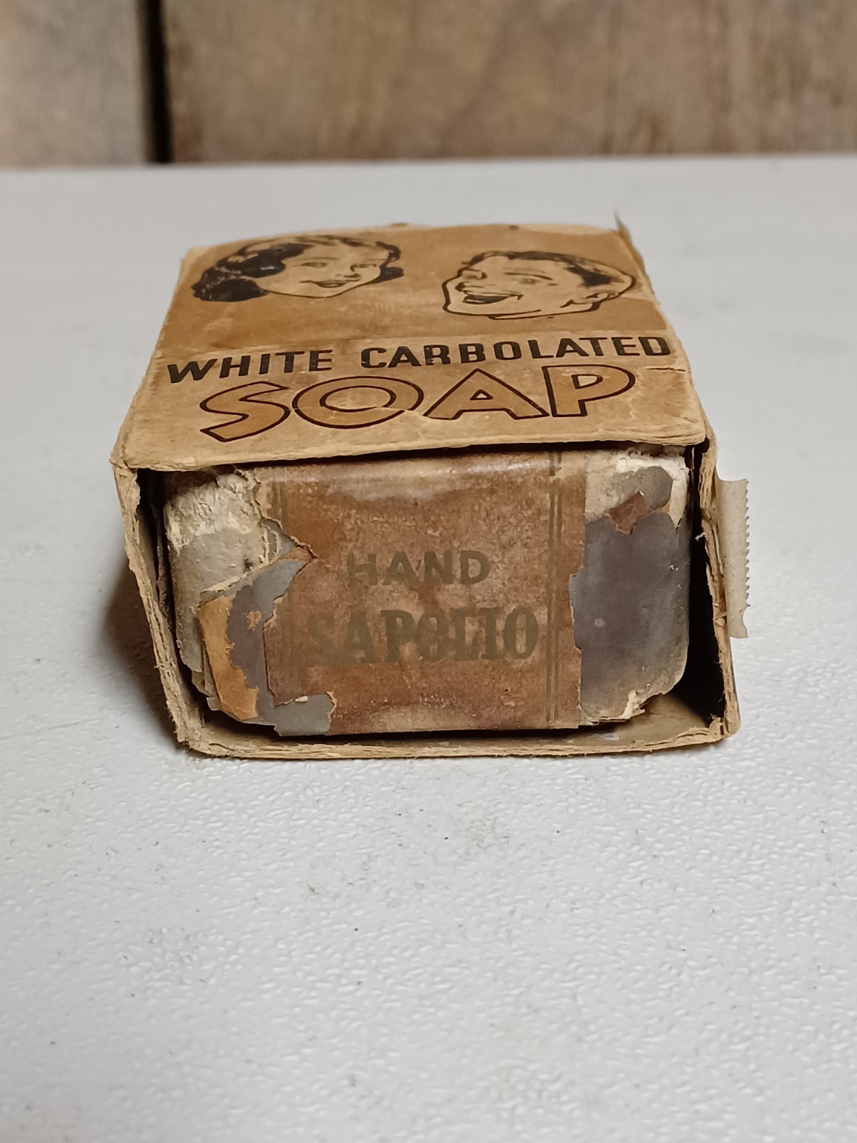 RARE Vintage CLOVER FARM White Carbolated Soap (Broken Box Damaged & Soap)