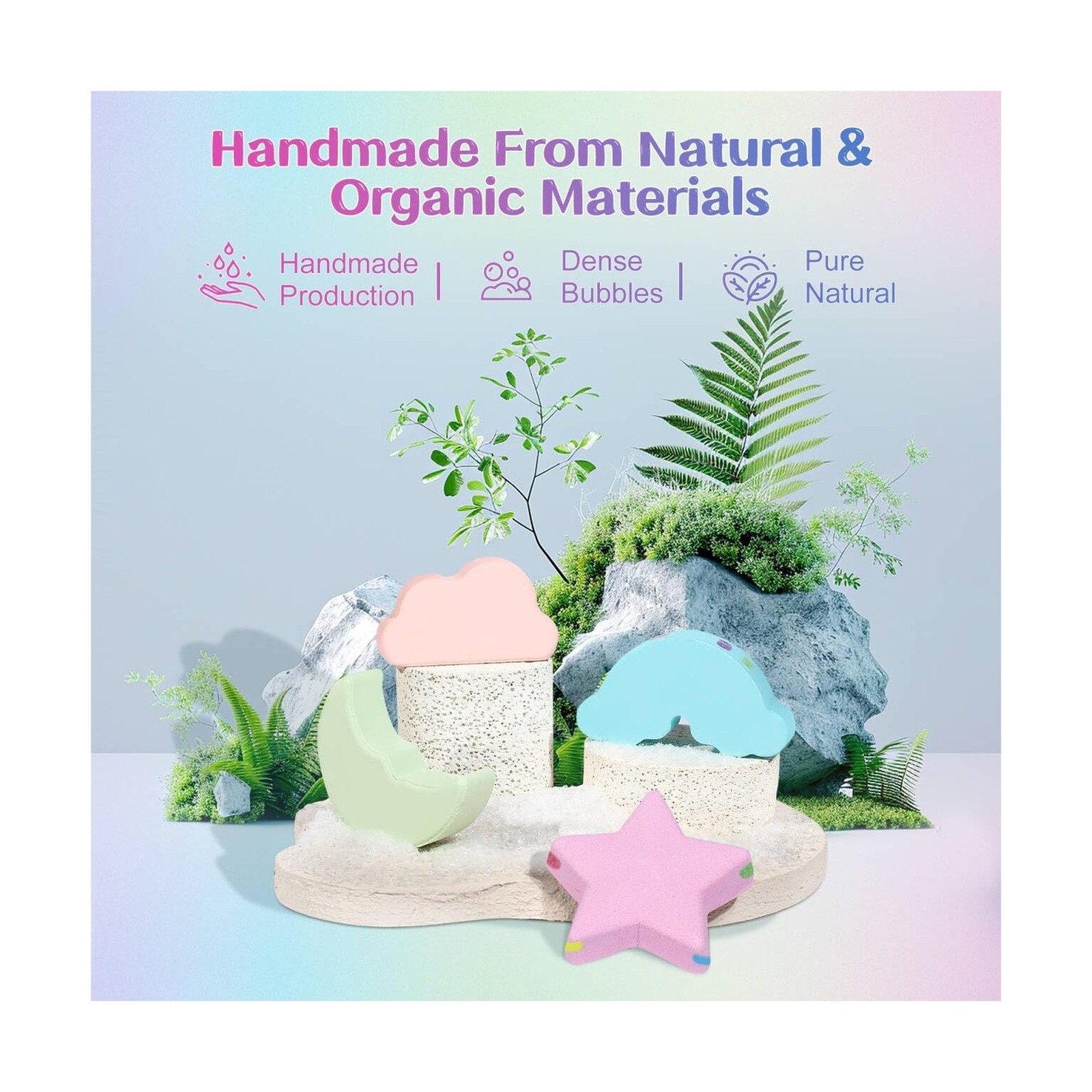 Rainbow Bath Bombs for Kids – 4 Pcs Handmade Natural Kids Bath Bombs, Organic…