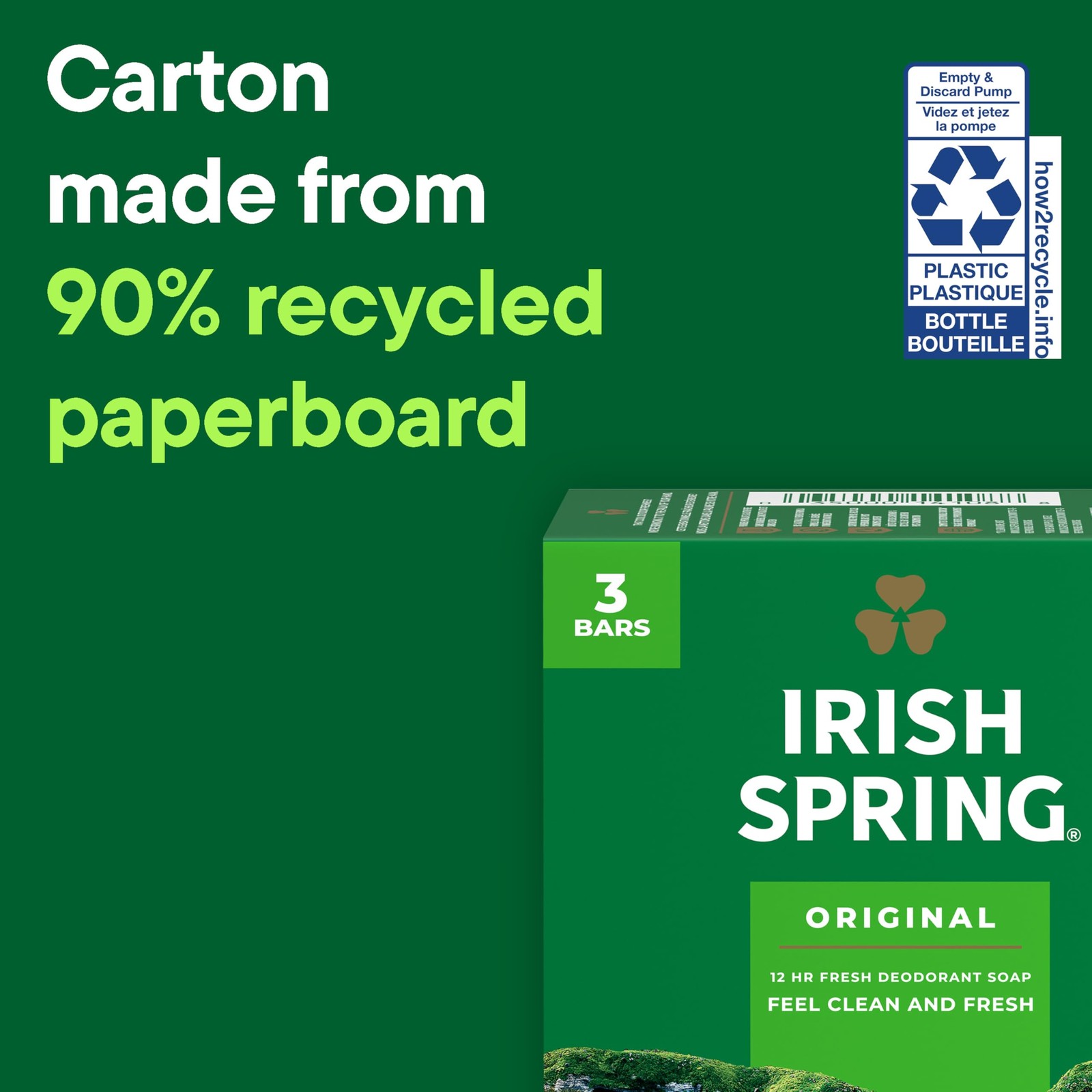 Irish Spring Bar Soap for Men, Original Clean, 3.75 Ounce (Pack of 24), Green