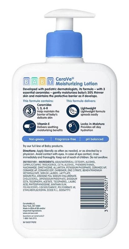 (2 PACK) Cerave Baby Moisturizing Lotion 16 Ounce Pump