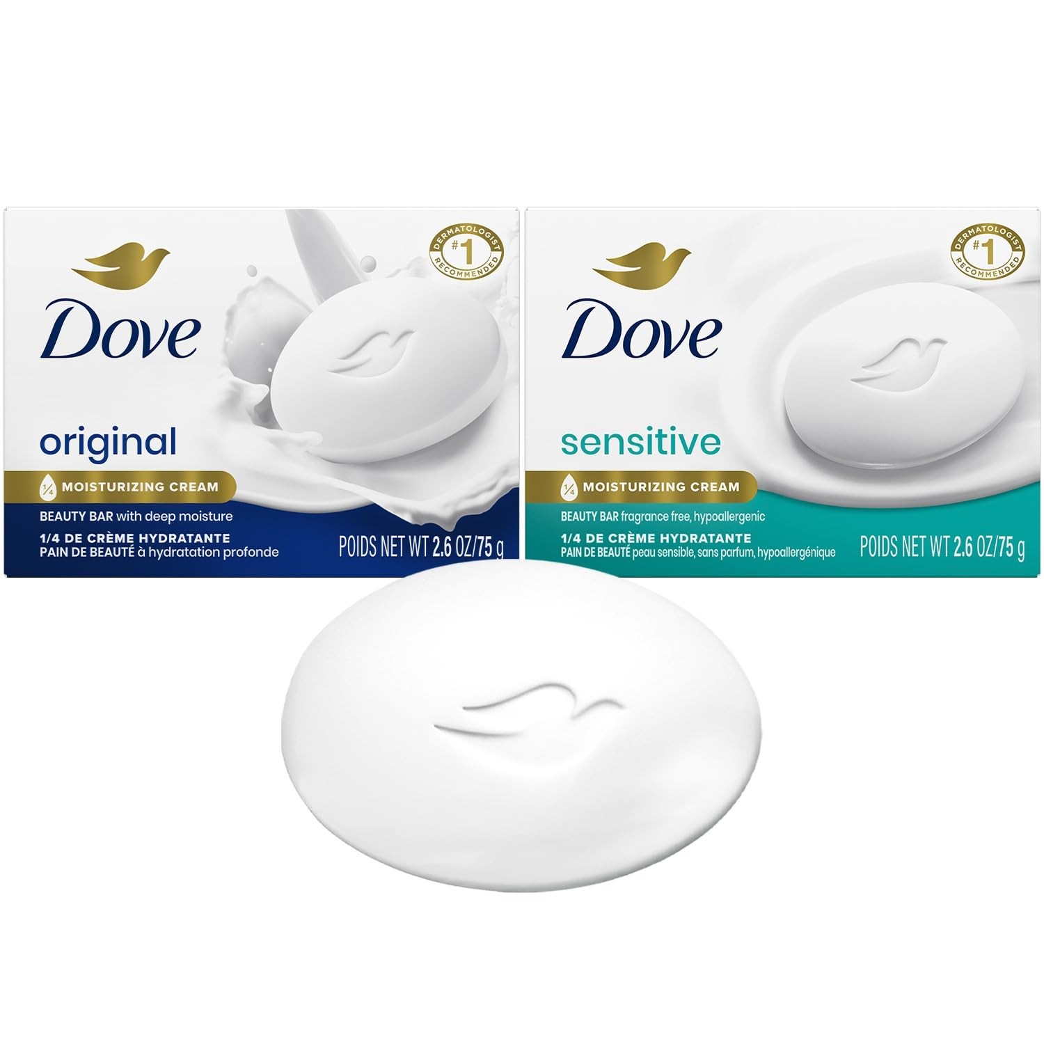 Dove Beauty Bar Sensitive Moisturizing Soap 2 Pack 2.6 oz Each