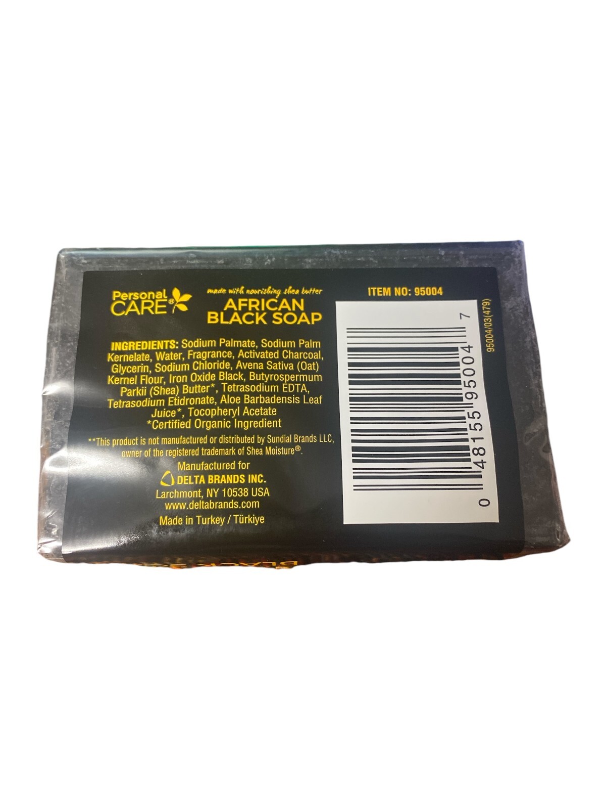 Personal Care African Black Soap with Shea Butter, Pack of 3, 4oz (113g)