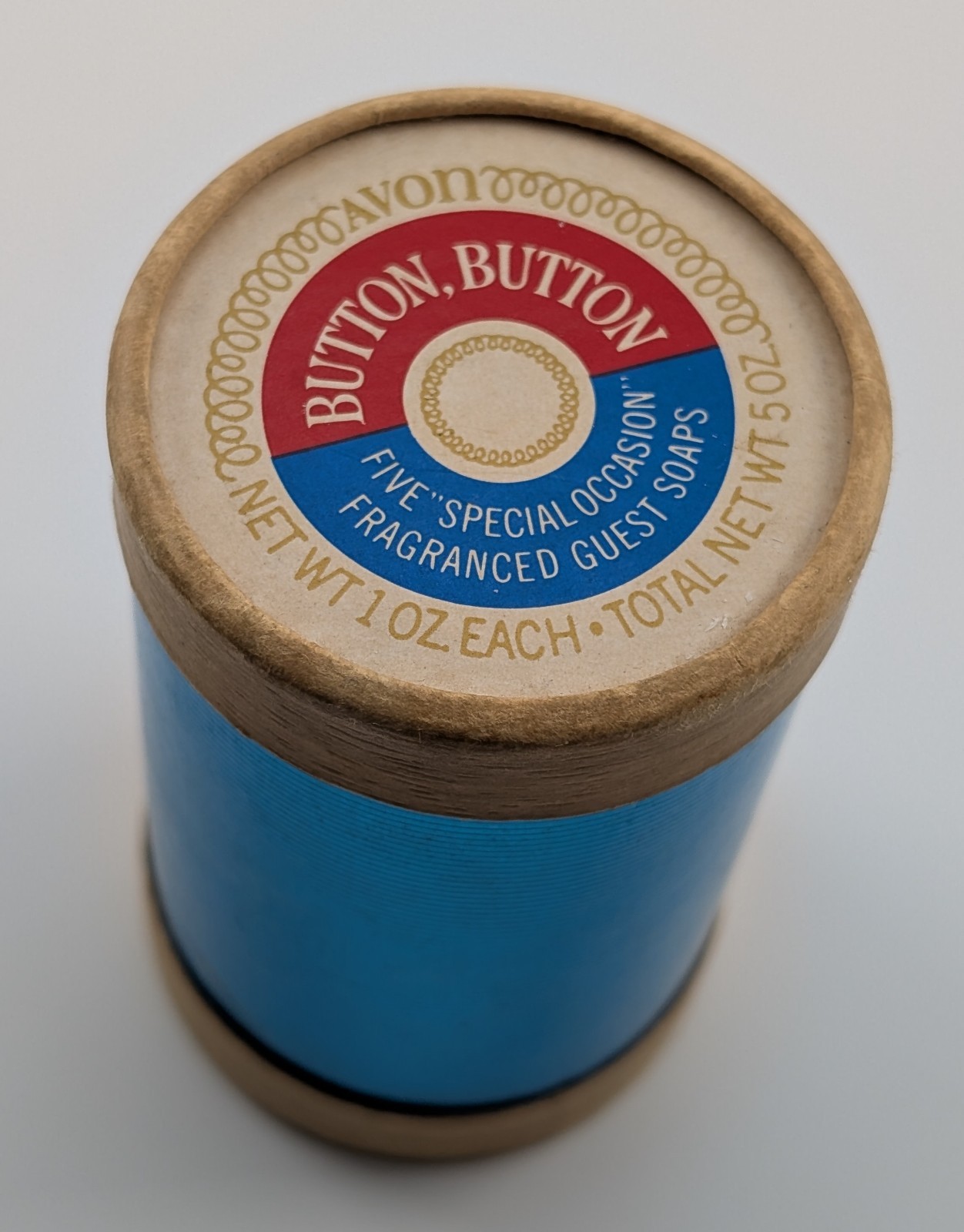 VINTAGE Avon Button Button Soaps in Spool Container 5 Scented Bars – 1 oz each