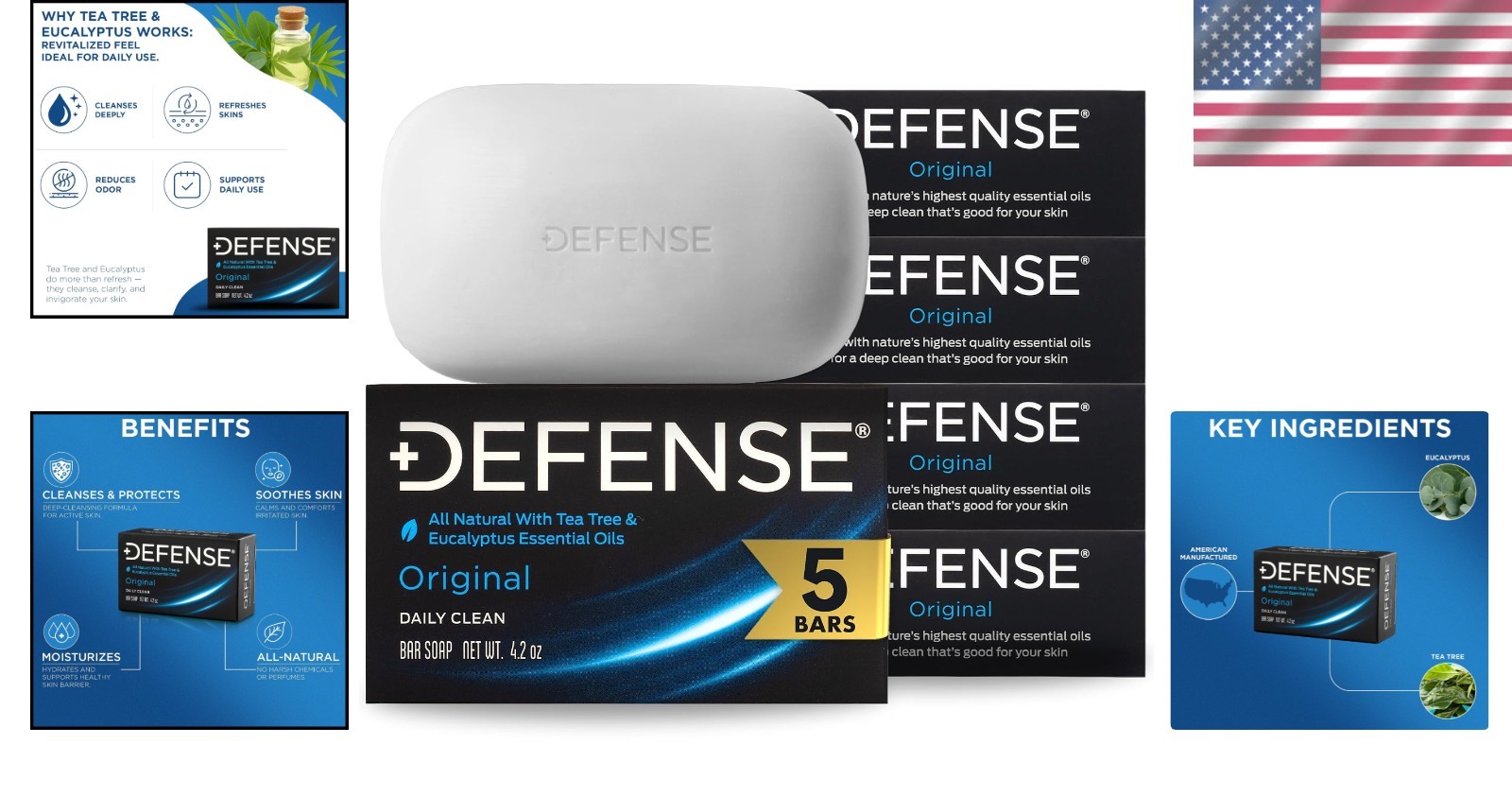 5pk Tea Tree Bar Soap for Men – All Natural Ingredients
