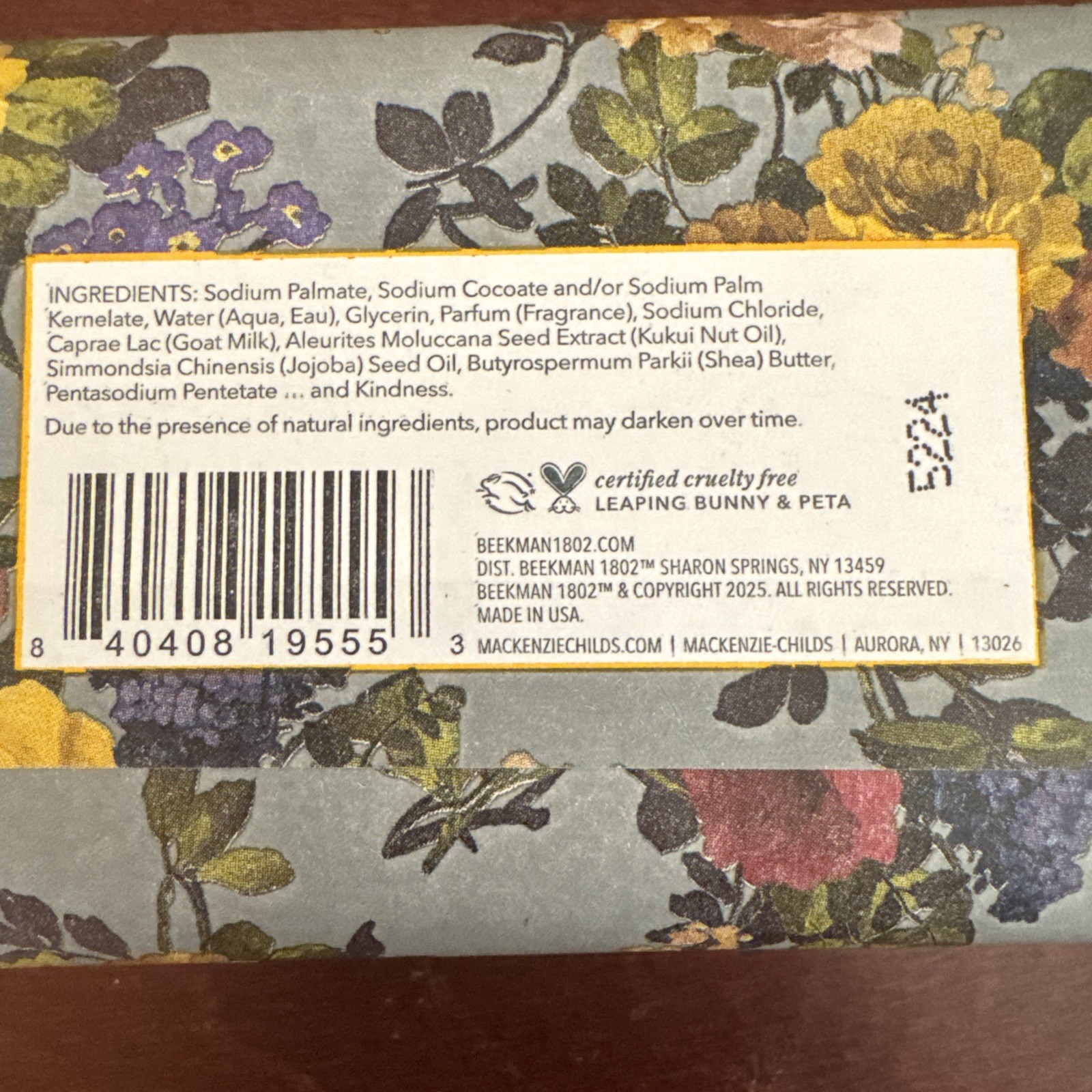 NEW Beekman 1802 x Mackenzie Childs Goat Milk Soap Covent Garden 9 oz Bar