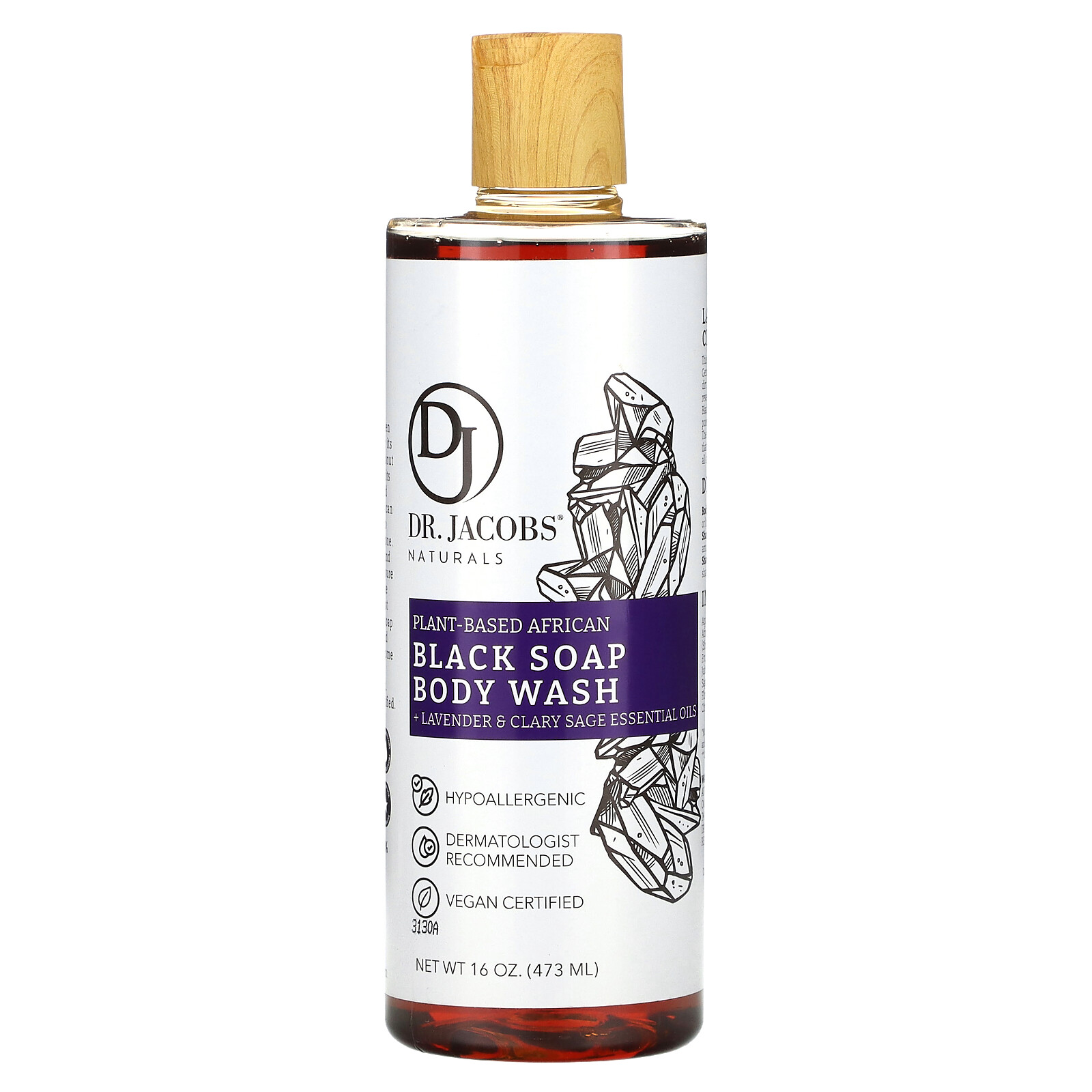 Plant-Based African Black Soap Body Wash, Lavender & Clary Sage Essential Oils,