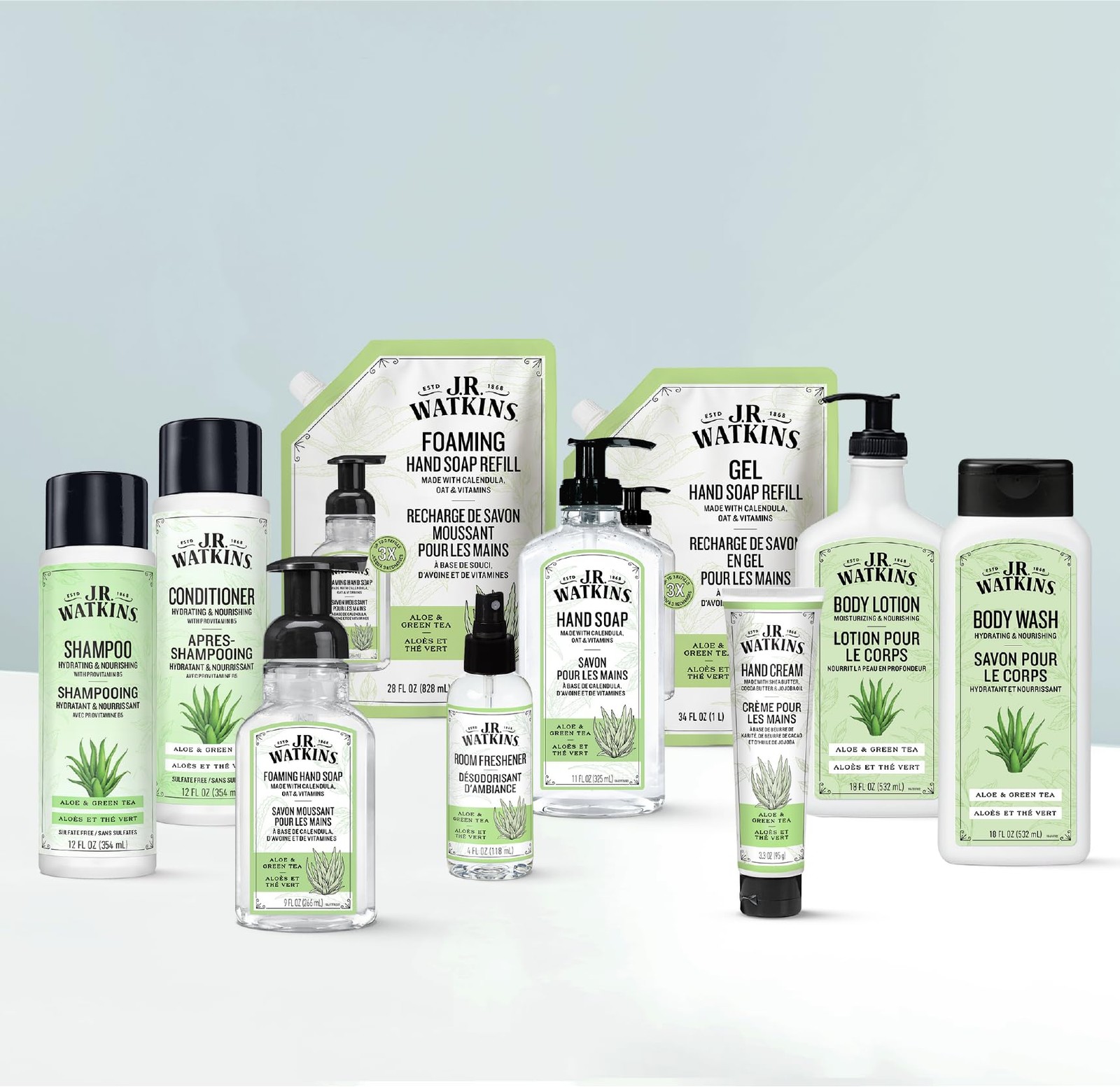 J.R. Watkins Gel Hand Soap Refill, 34 Fl Oz (Pack of 2), Aloe & Green Tea