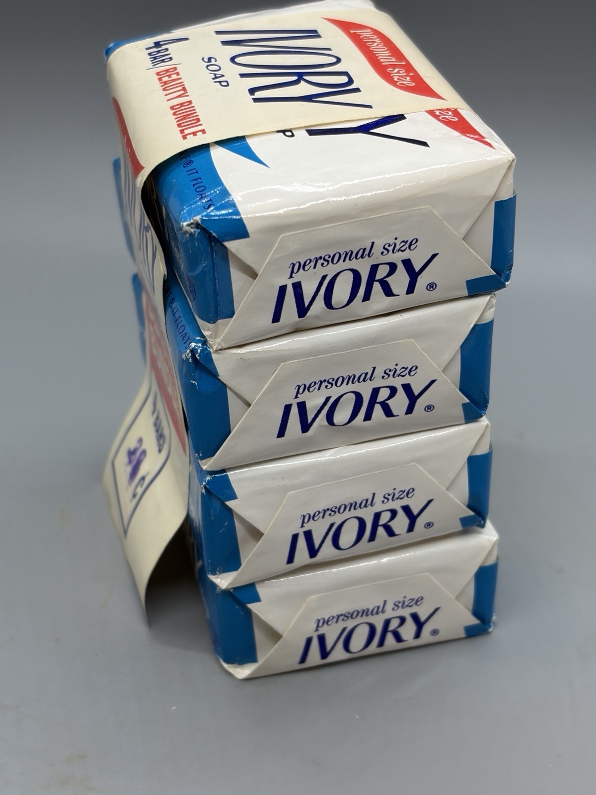 Vintage NOS Ivory Soap Personal Size Bars Lot Of 4 Light Blue Sealed