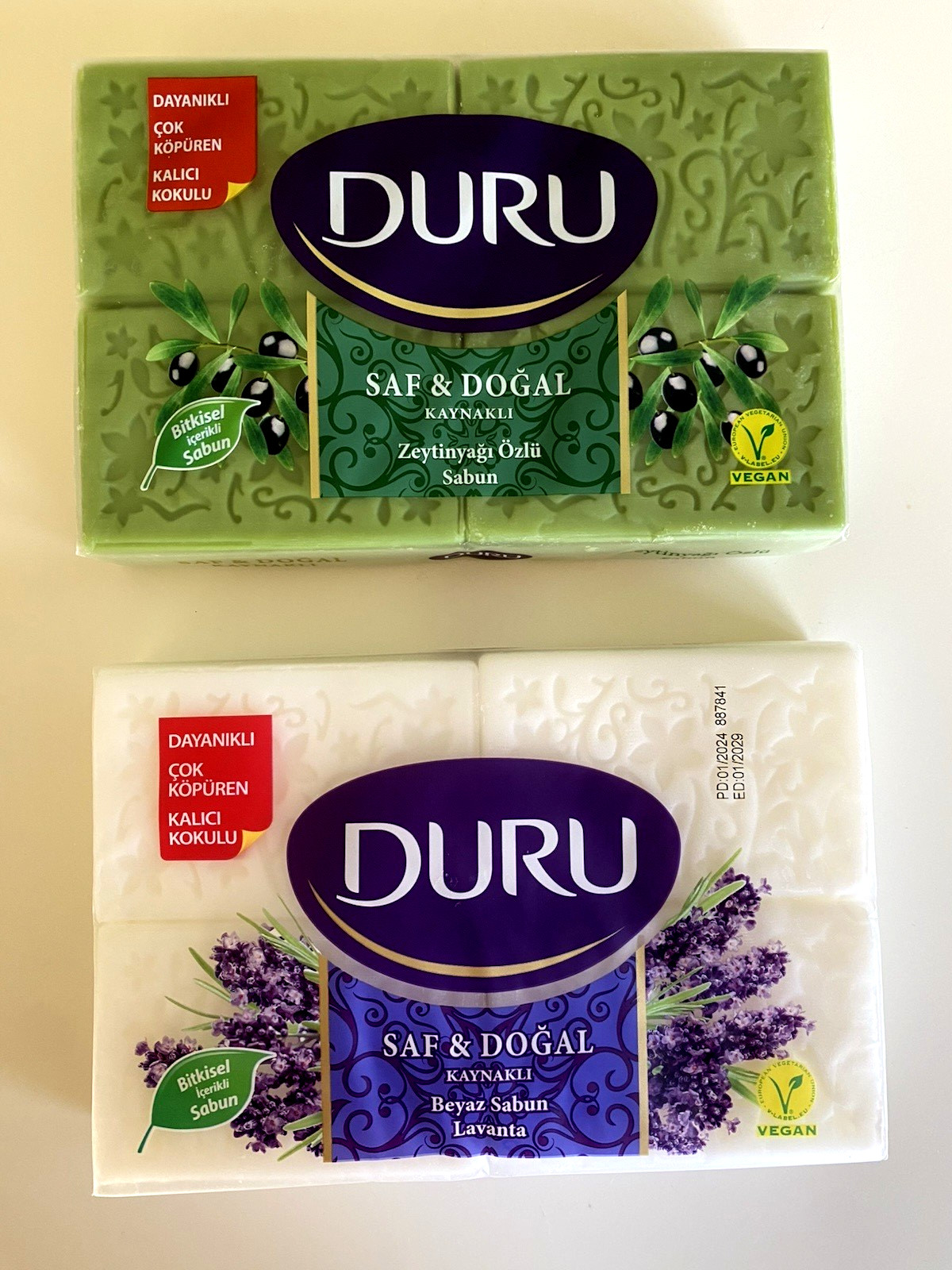 Duru Lavender & Olive Oil Pure & Natural Bath Soap 6.17oz x 8 Bars (total 1200g)